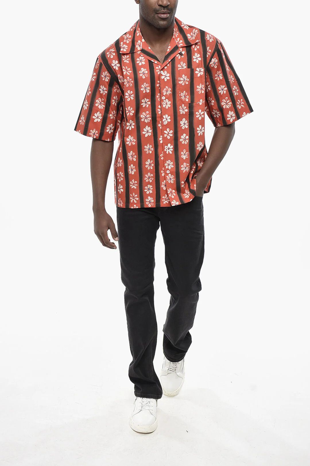 Marni og1mm0326 Cotton Bowling Shirt in Red Size US M / EU 48-50 / 2 - 4 Thumbnail