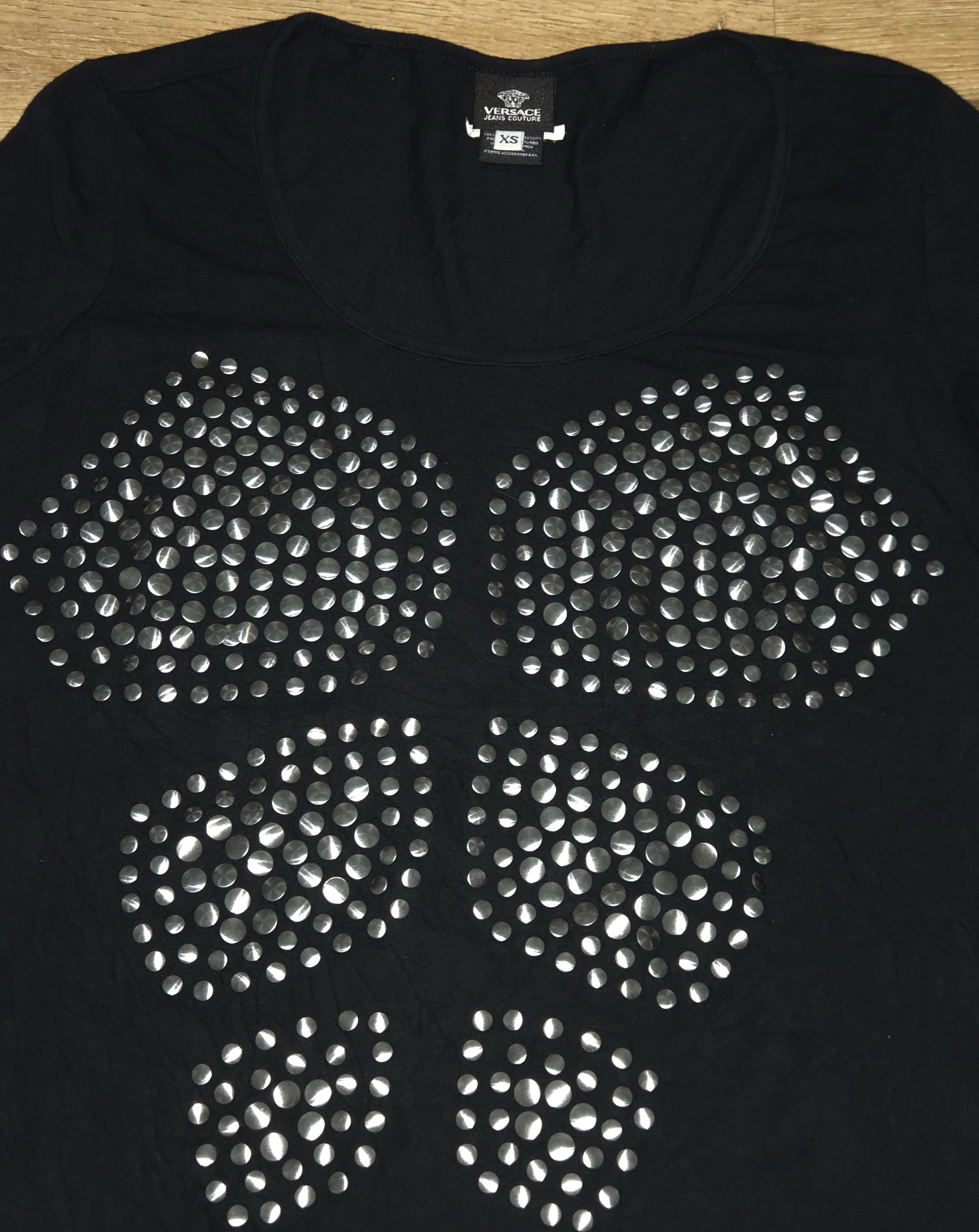 Versace Jeans Couture Vintage 2010 Versace Jeans Couture Studded Metal Stretch Top Size XS / US 0-2 / IT 36-38 - 5 Thumbnail