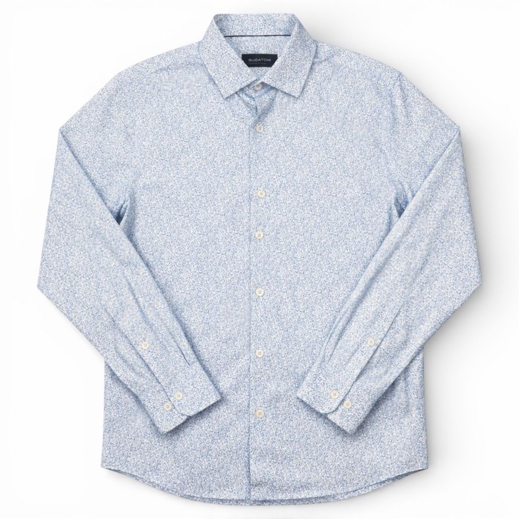 BUGATCHI Bugatchi OoohCotton Tech 8-Way Stretch Blue Micro Print Shir Size US M / EU 48-50 / 2 - 1 Thumbnail