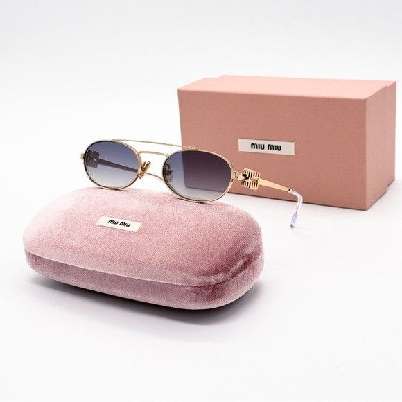 Miu Miu NEW MIU MIU MU54ZS 5AK30C WOMEN SUNGLASSES SMU 54Z GOLD OVAL Size ONE SIZE - 3 Thumbnail