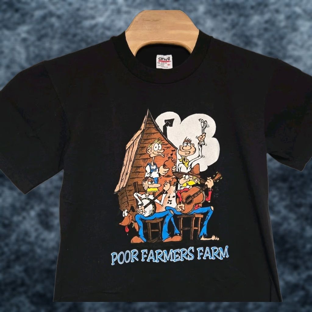 Anvil VINTAGE Poor Farmers Farm T-Shirt Men’s Medium Black Single Stitch Anvil 1990s Farm Animals Funny Size US M / EU 48-50 / 2 - 1 Thumbnail