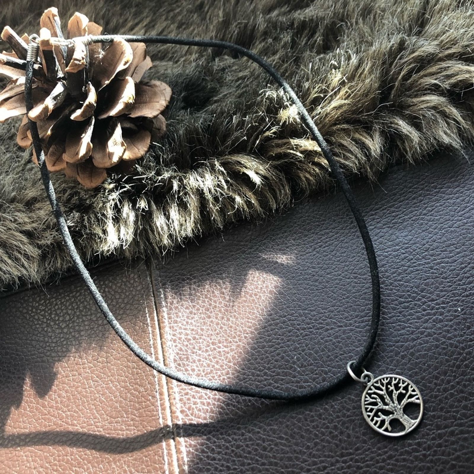 Jewelry Tree of life pendant on velvet cord choker necklace Size ONE SIZE - 5 Thumbnail