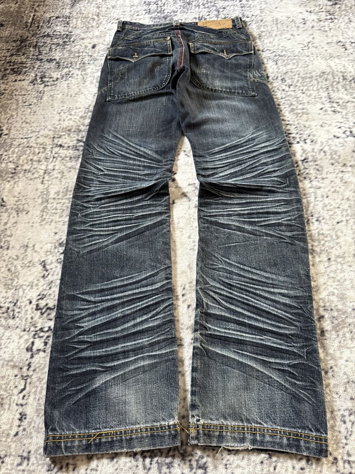 Japanese Brand Lemans Japan Claw Mark Whiskers Shadow Wash Jeans Size US 29 - 2 Thumbnail