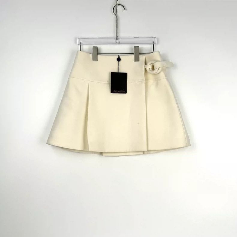 Louis Vuitton Louis Vuitton Milk White Wool Mulberry Silk Skirt 2505-Next Size 35" - 3 Thumbnail