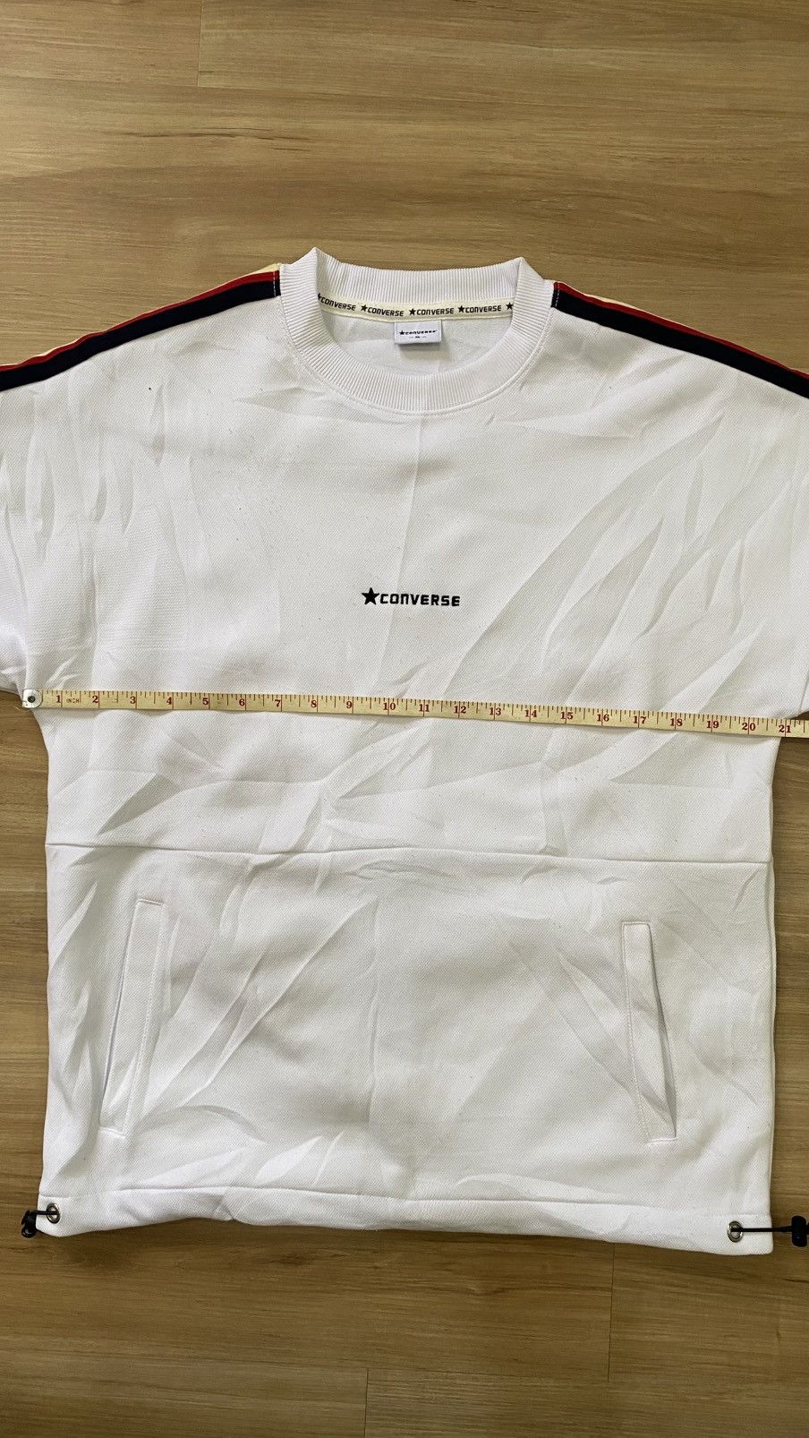 Converse Converse White Crewneck Sweatshirt w/ Stripe Sleeves Size M Size US M / EU 48-50 / 2 - 9 Thumbnail