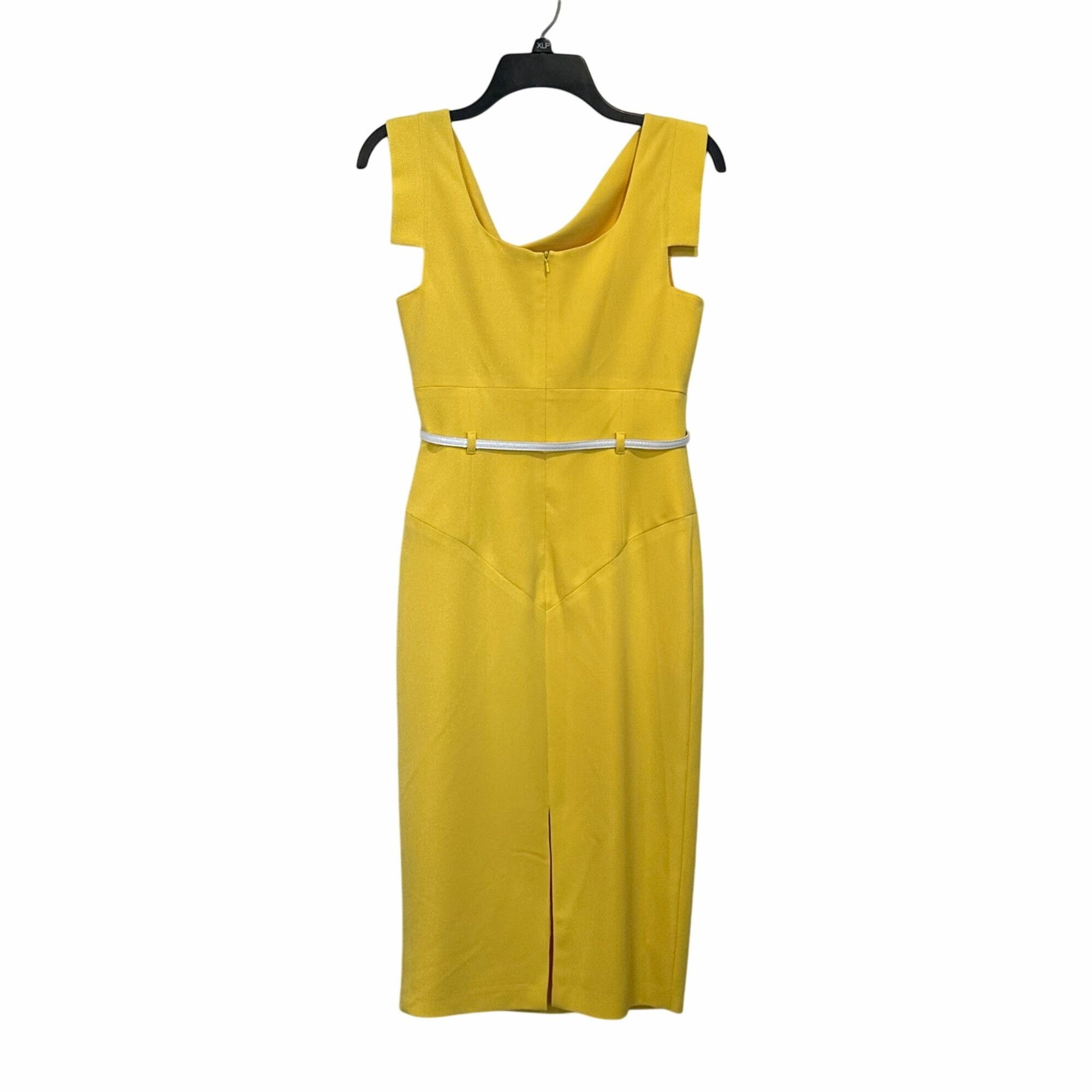 Black Halo ✨Black Halo Yellow Sheath Dress Cowl Neck Midi Business Offi Size S / US 4 / IT 40 - 3 Thumbnail