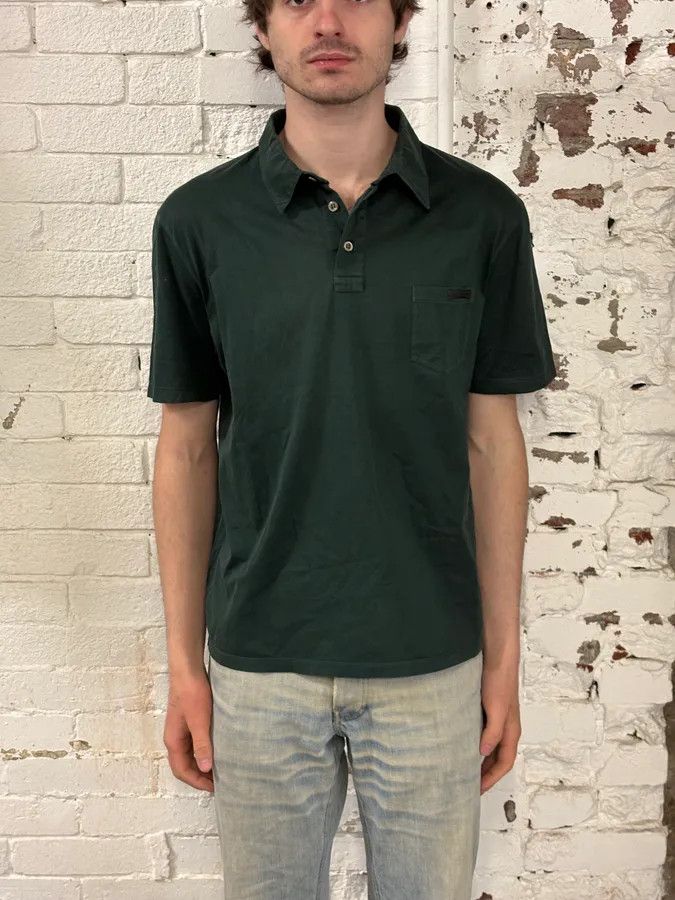 Prada SS2014 Prada Minimalist Olive Logo Polo Size US S / EU 44-46 / 1 - 2 Thumbnail