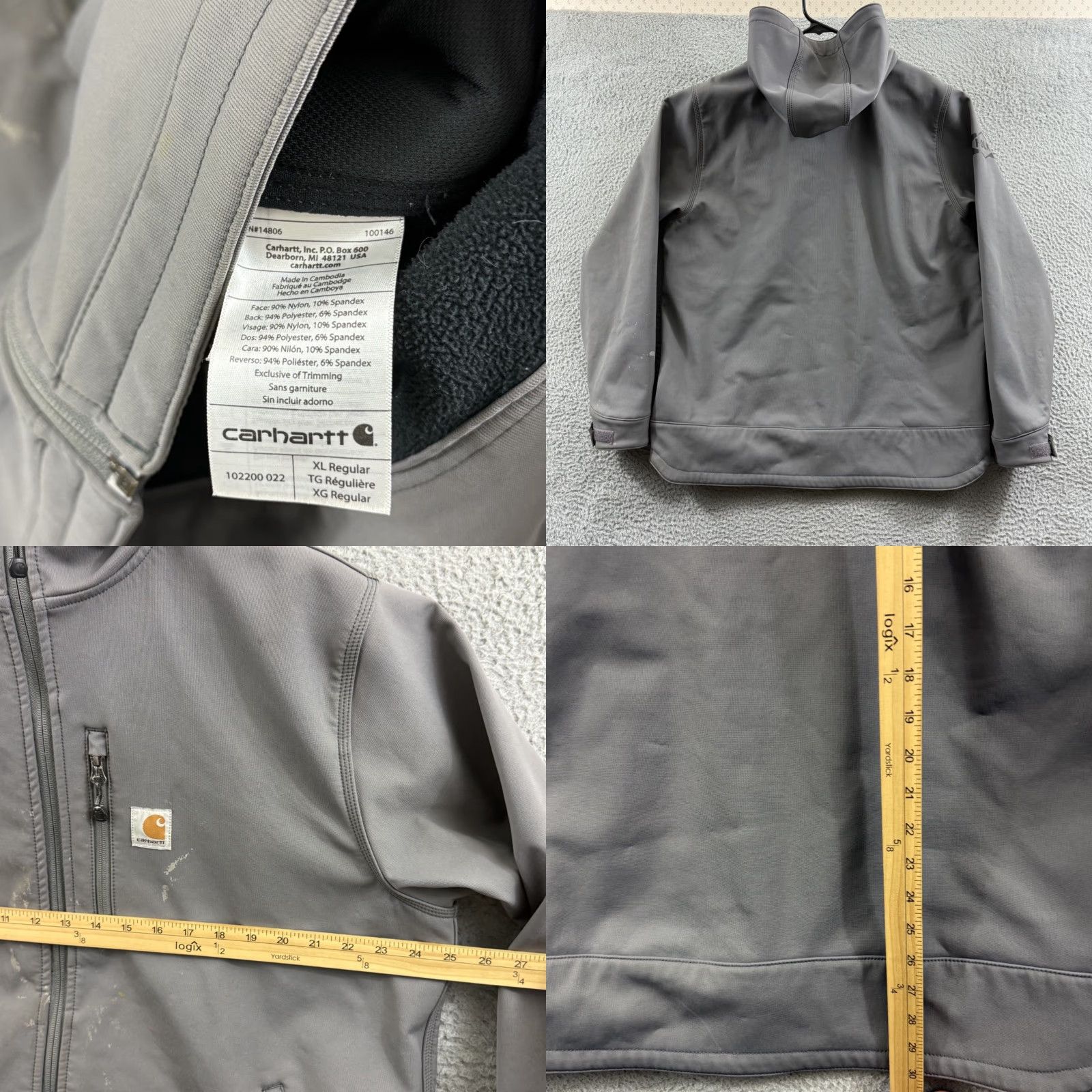 Carhartt VINTAGE Carhartt Crowley Jacket Men XL Gray Fleece Lined Rain Defender Soft Shell Hooded Size US XL / EU 56 / 4 - 8 Thumbnail