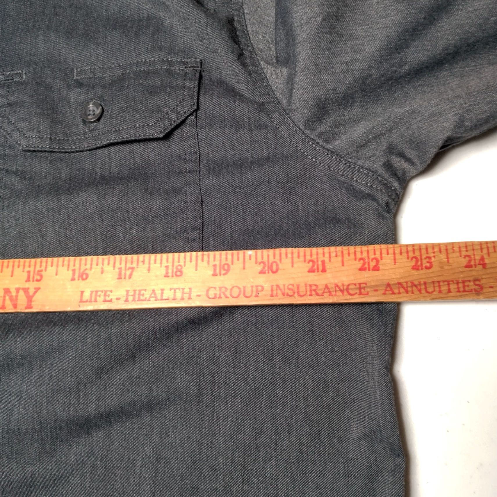 Wrangler Wrangler Shirt Men M Dark Gray Woven Stretch Long Sleeve Button-Up, Casual, Workwear, Size US M / EU 48-50 / 2 - 5 Thumbnail