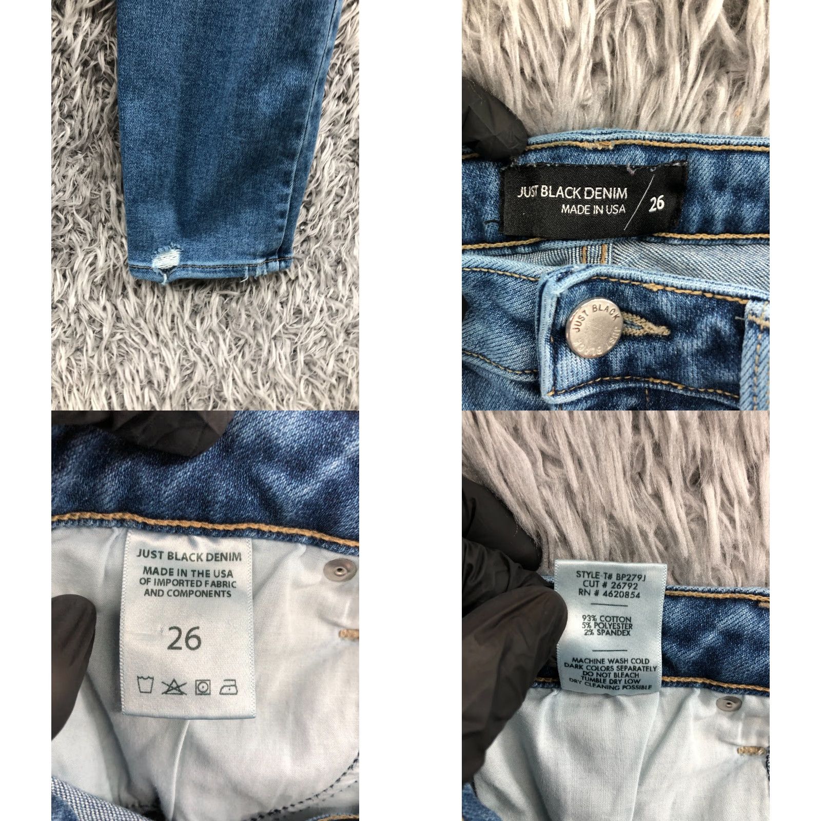 Vintage JUST BLACK Jeans Size 26 Womens Medium Wash Blue Regular Fit 5-Pocket Denim Straight Look Jeans Mens Womens Girls Size 26" / US 2 / IT 38 - 8 Thumbnail