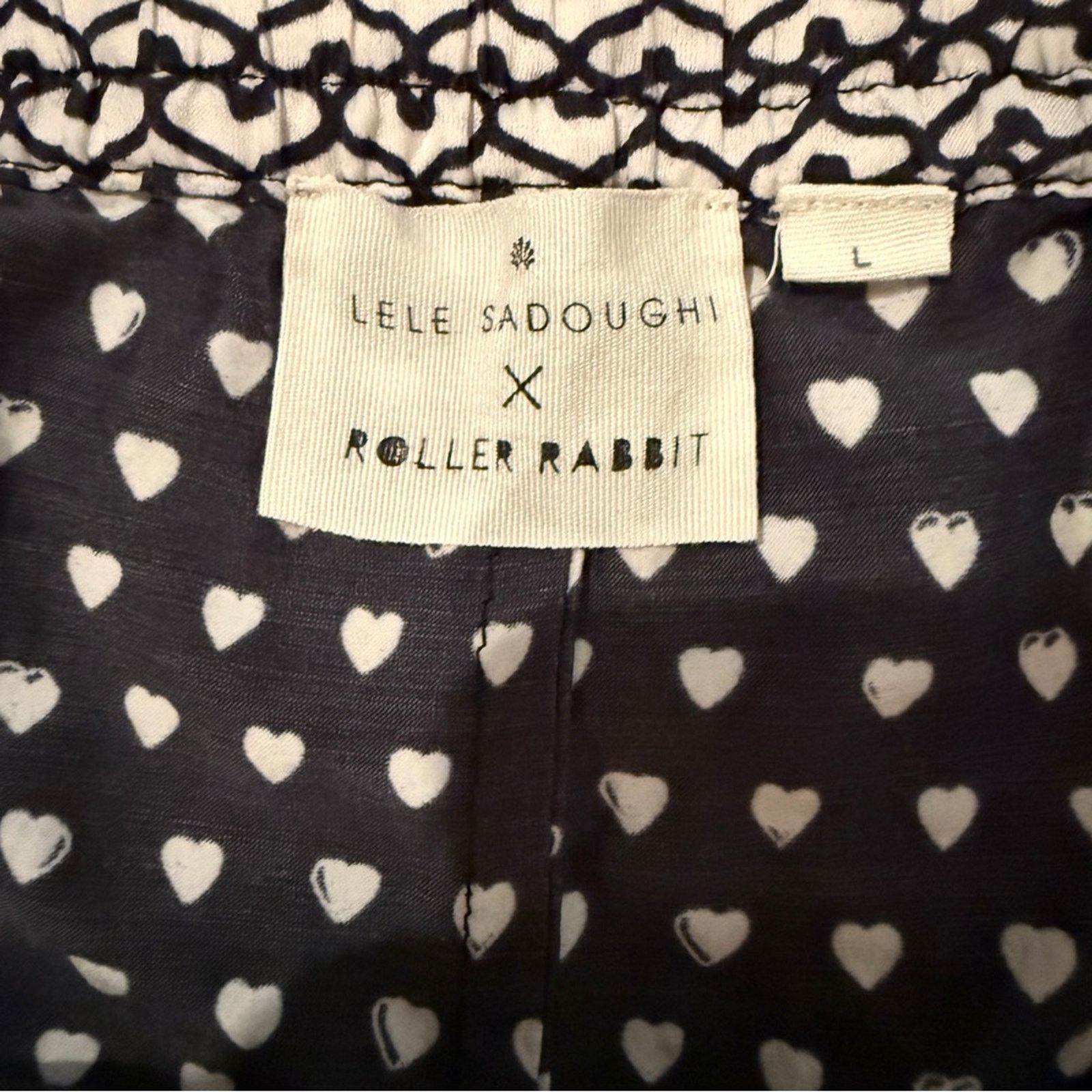 Other Lele Sadoughi x Roller Rabbit Heart Print Pajama Set Sz L Size L / US 10 / IT 46 - 14 Thumbnail