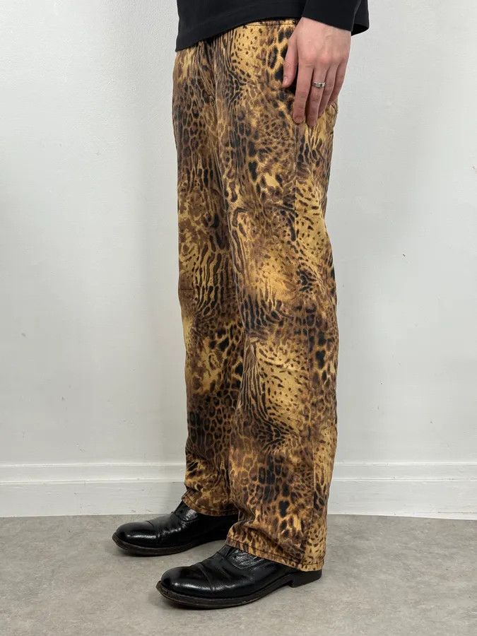 Roberto Cavalli 2000s Cavalli Leopard Hallucination Black & Beige Pants Size US 32 / EU 48 - 3 Thumbnail