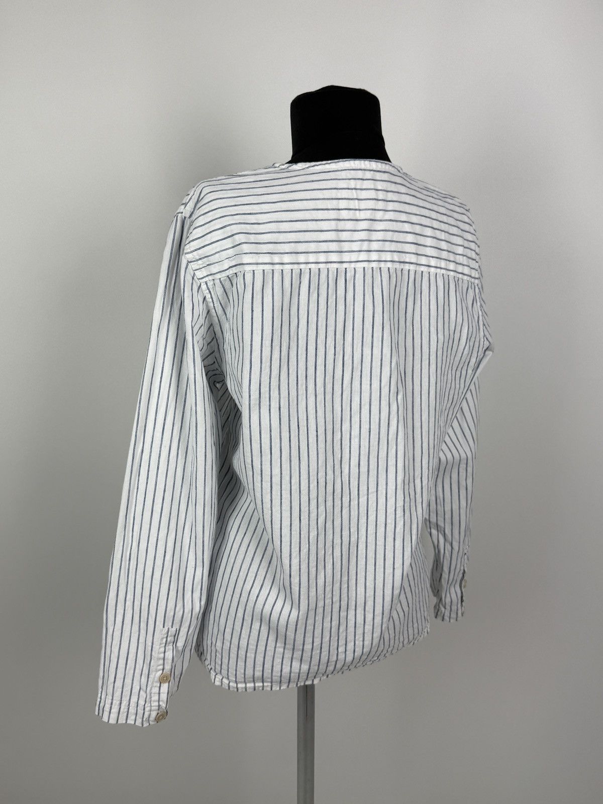 Folk Folk Hickory Stripe Colarless Button Up Shirt Blouse 3 Size M / US 6-8 / IT 42-44 - 10 Thumbnail