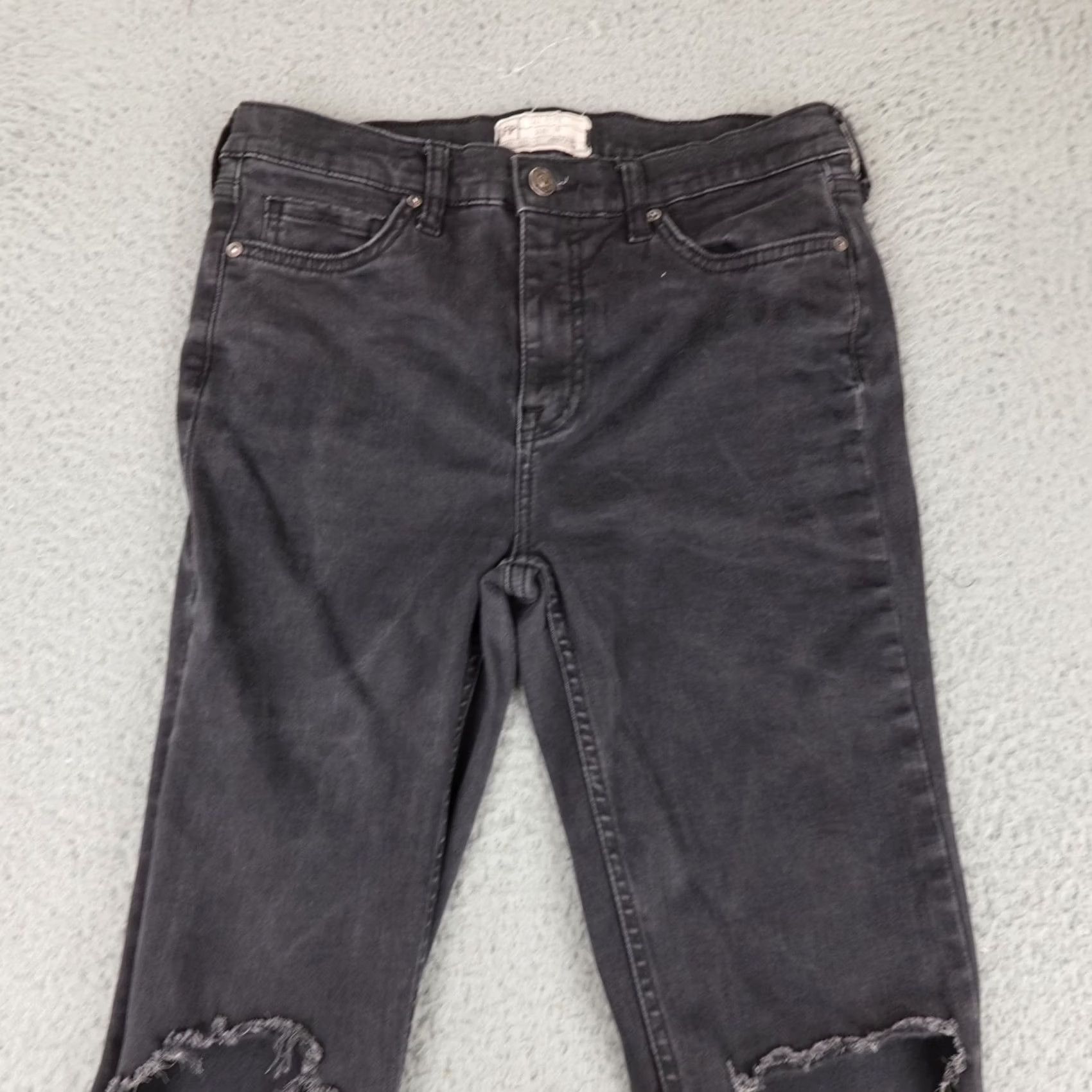 Free People Free People Jeans Womens 28 Black Distressed Straight Leg Grunge Hipster Size 28" / US 6 / IT 42 - 3 Thumbnail
