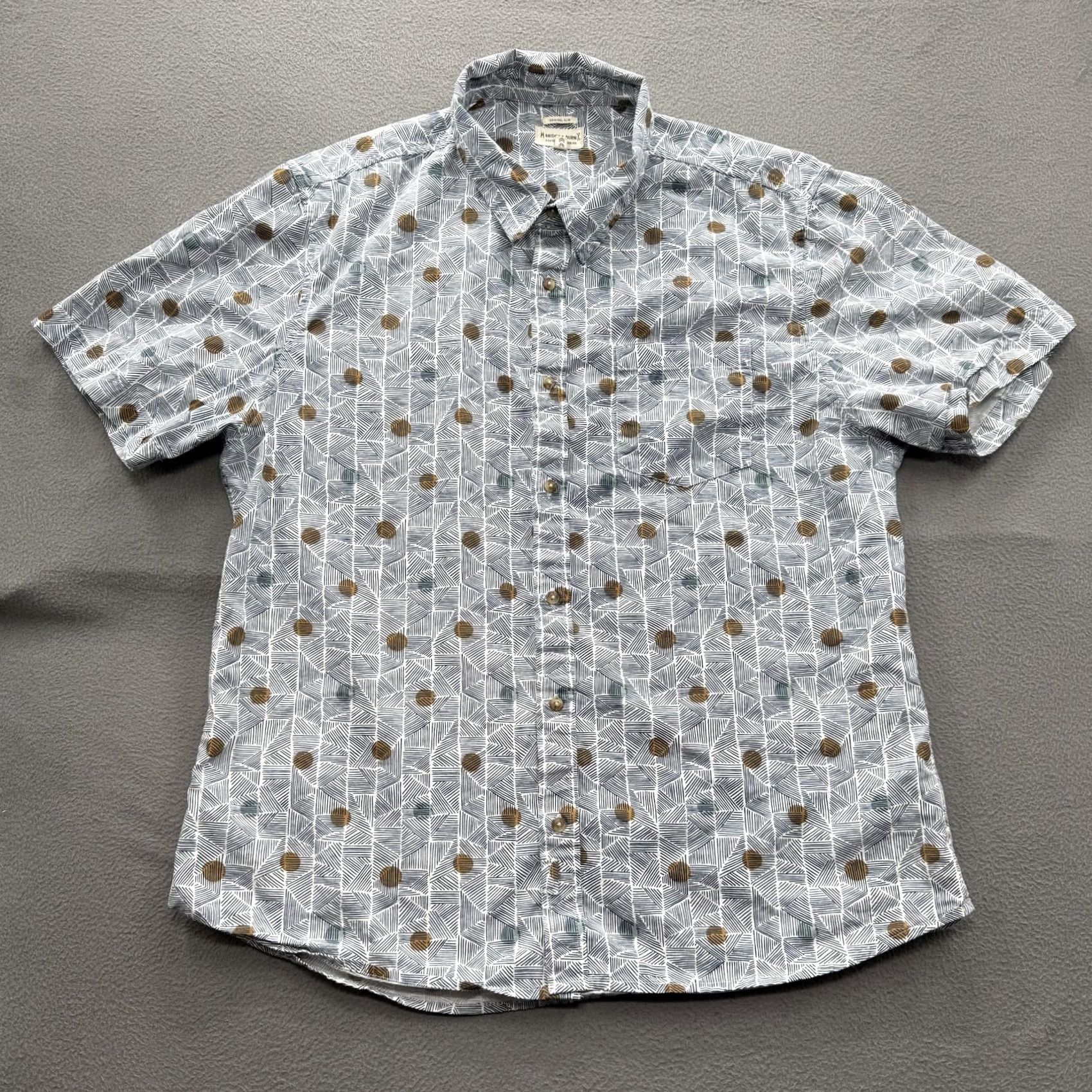 Vintage Bridge & Burn Shirt Mens 2XL Geometric Organic Cotton Short Sleeve Button Up Size US XXL / EU 58 / 5 - 2 Thumbnail