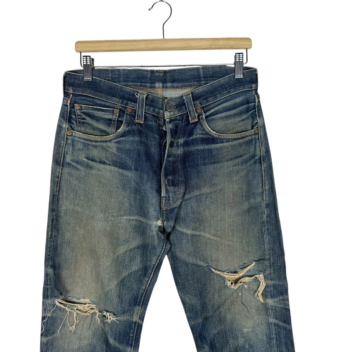 Levi's ☀️LEVI’S 501 BIG E BUTTON 555 DISTRESSED DENIM JEANS PANTS Size US 33 - 2 Thumbnail