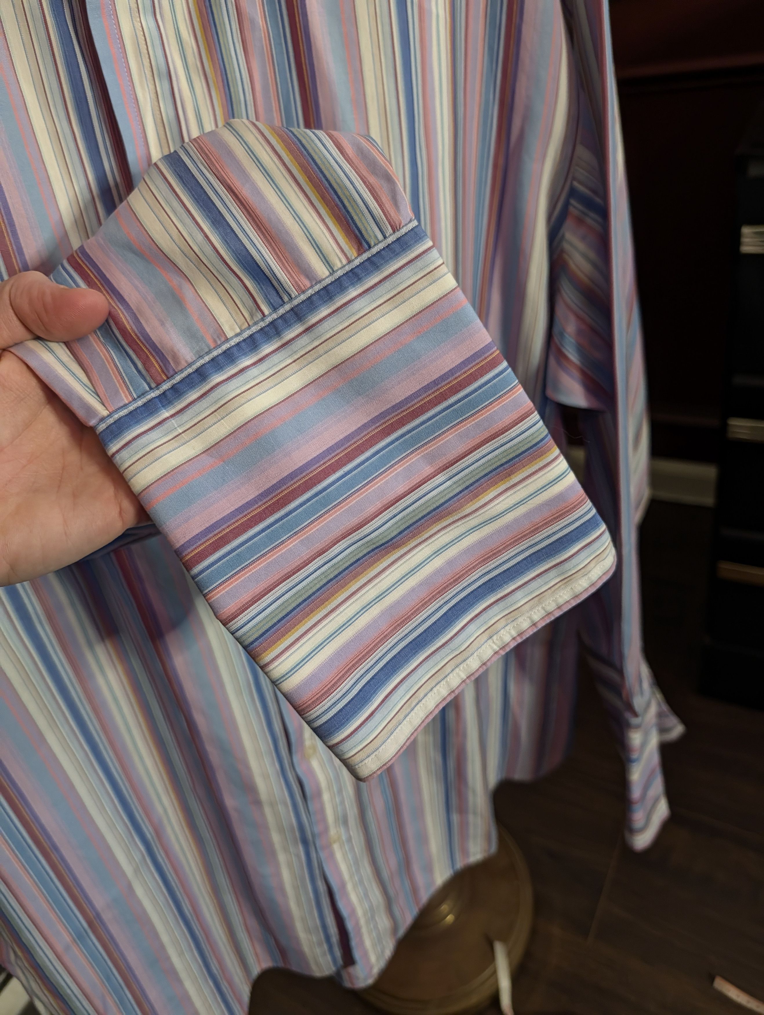 Thomas Pink Multicolor striped Superfine Two Fold Irish dress shirt 17.5 Size US XL / EU 56 / 4 - 5 Thumbnail