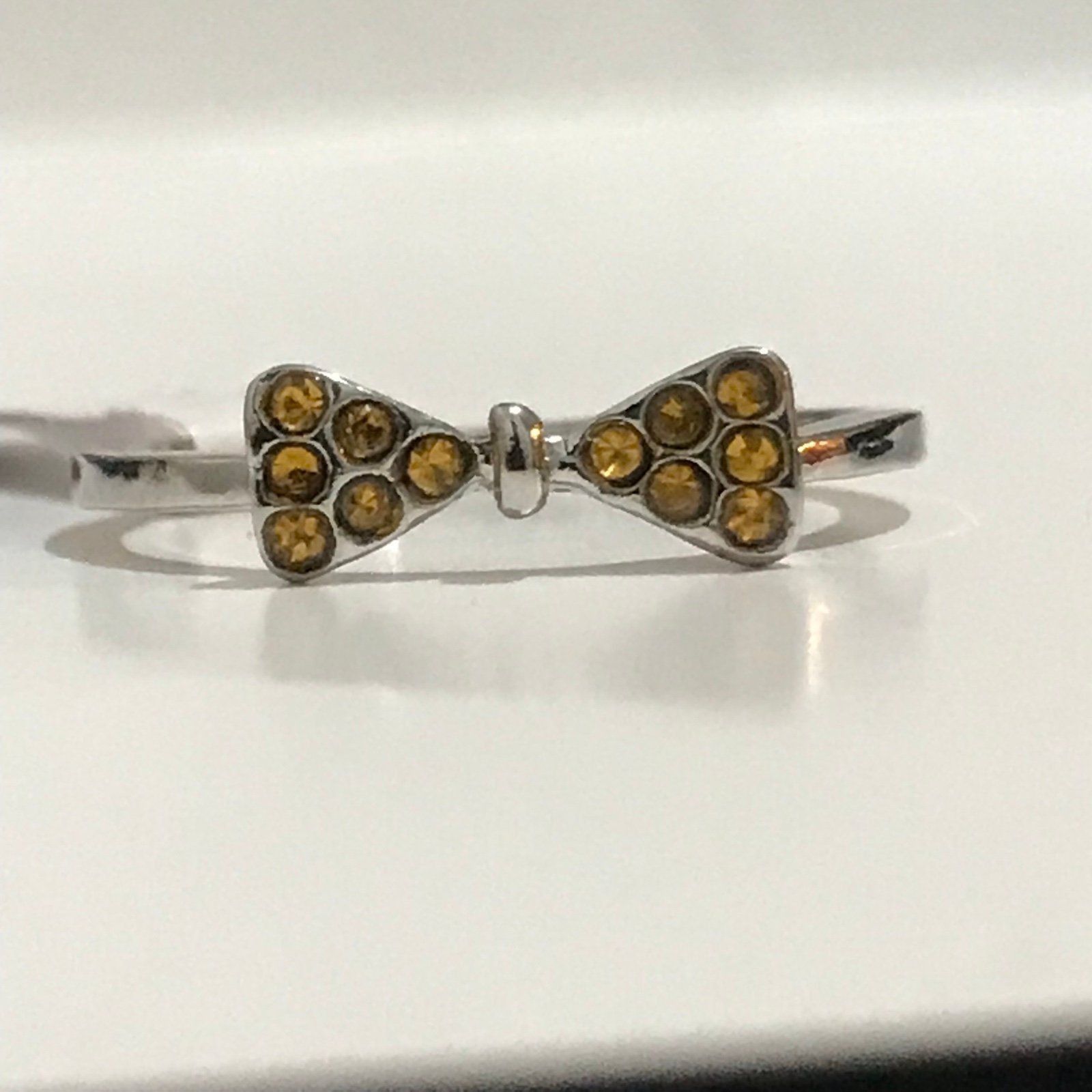 The Unbranded Brand Bow Tie Shape Gold Color Rhinestones Ring Size 10 Size ONE SIZE - 1 Thumbnail