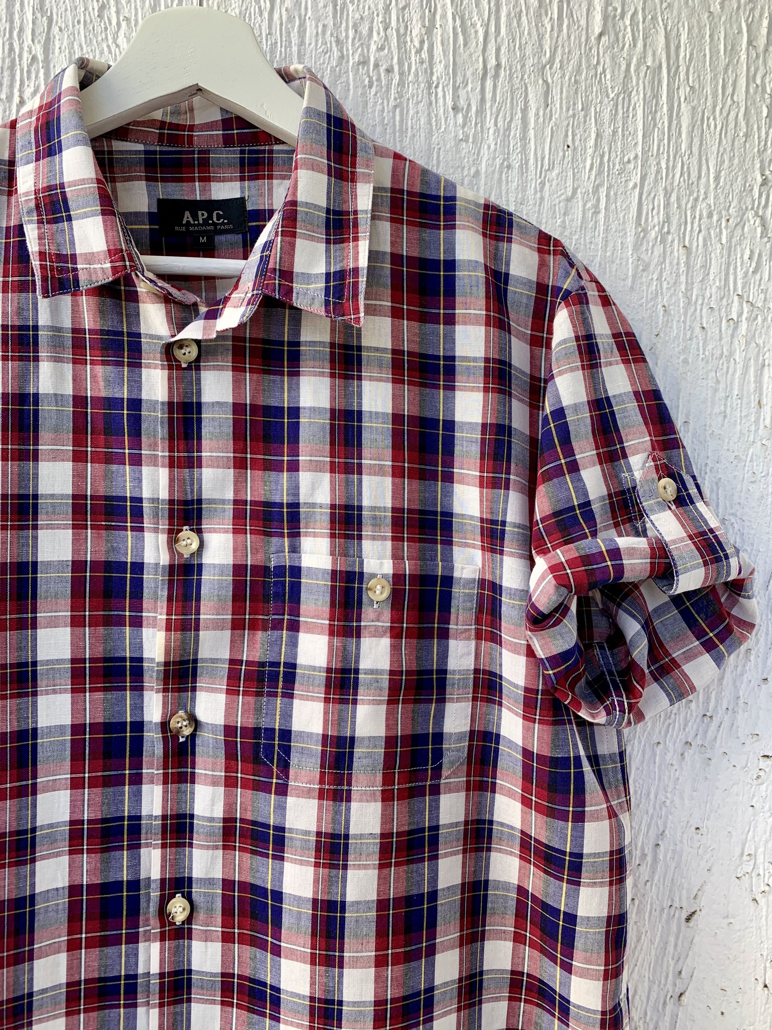 A.P.C. cotton linen tartan check short sleeve shirt Size US M / EU 48-50 / 2 - 3 Thumbnail