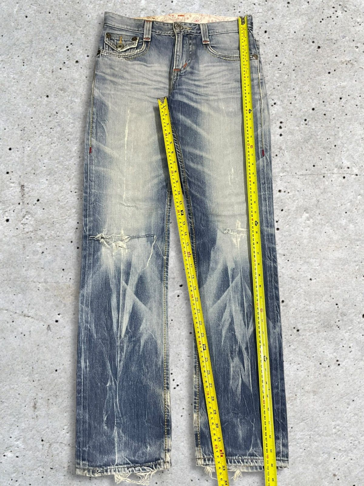 Edwin Edwin BlueTrip Tokyo Japan Crazy Bleach Whisker Ripped Jeans Size US 31 - 17 Thumbnail