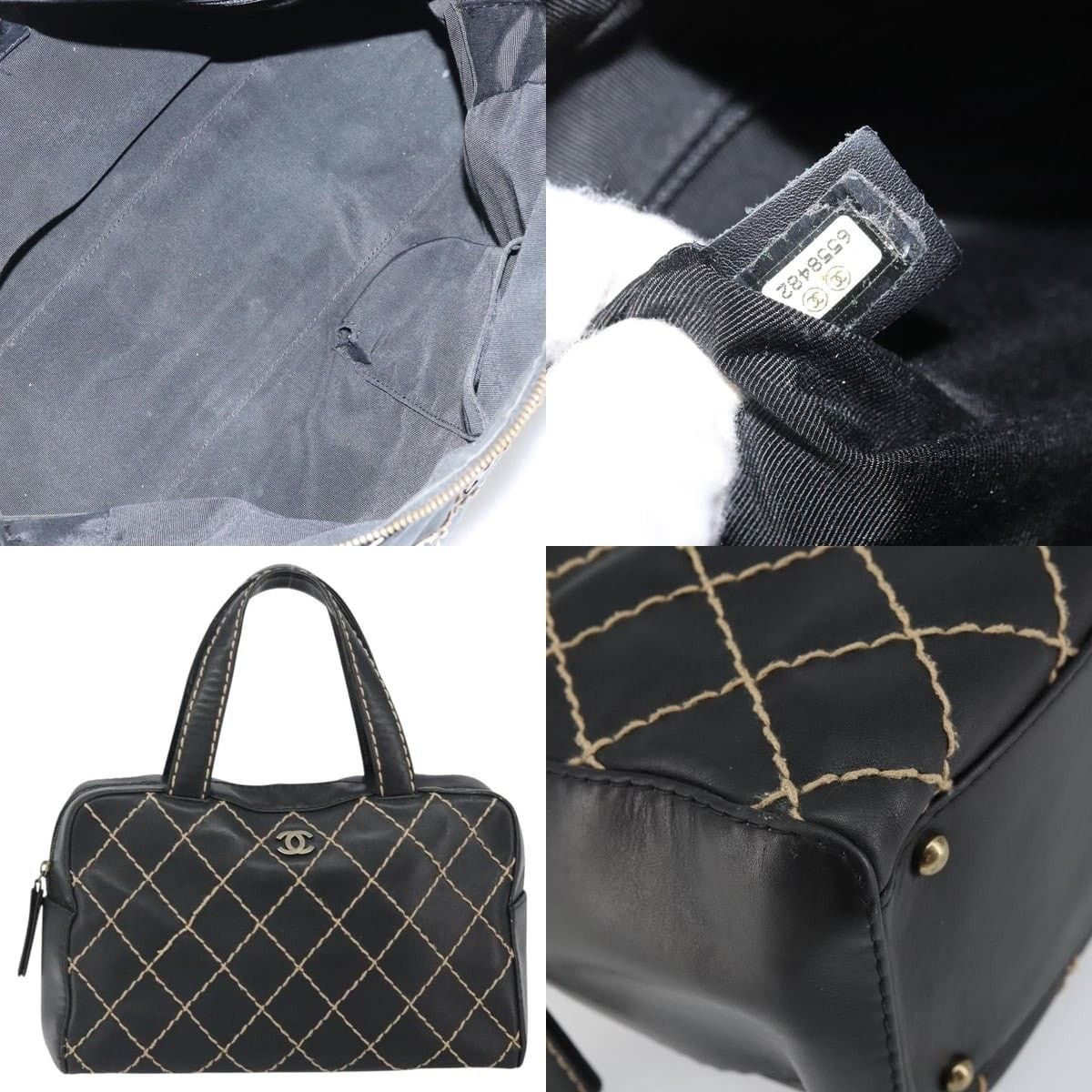 Chanel Chanel Wild Stitch Handbag Leather Black Gold CC Size ONE SIZE - 5 Thumbnail