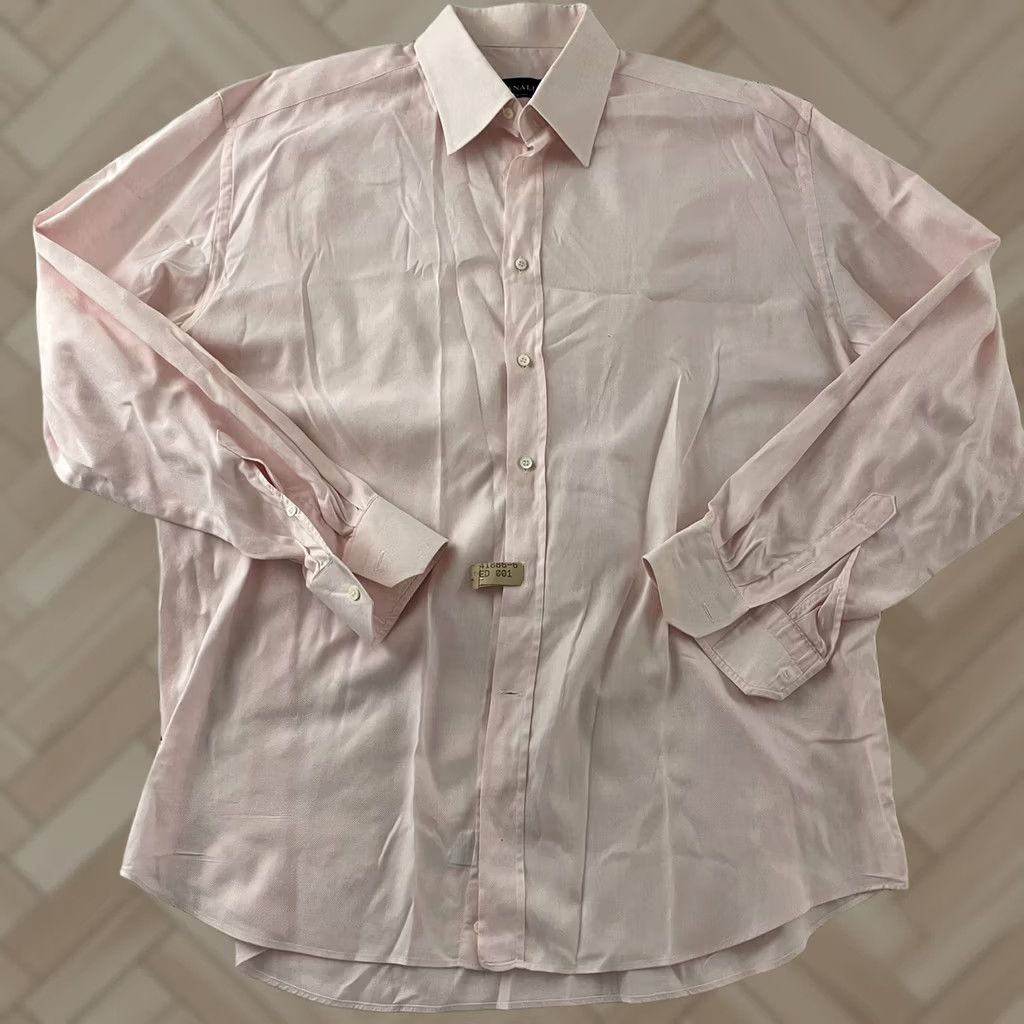 Canali Canali Shirt Button-Up Long Sleeve Pink 43 Mens Solid Italian 17 Vintage? Size US XL / EU 56 / 4 - 1 Thumbnail