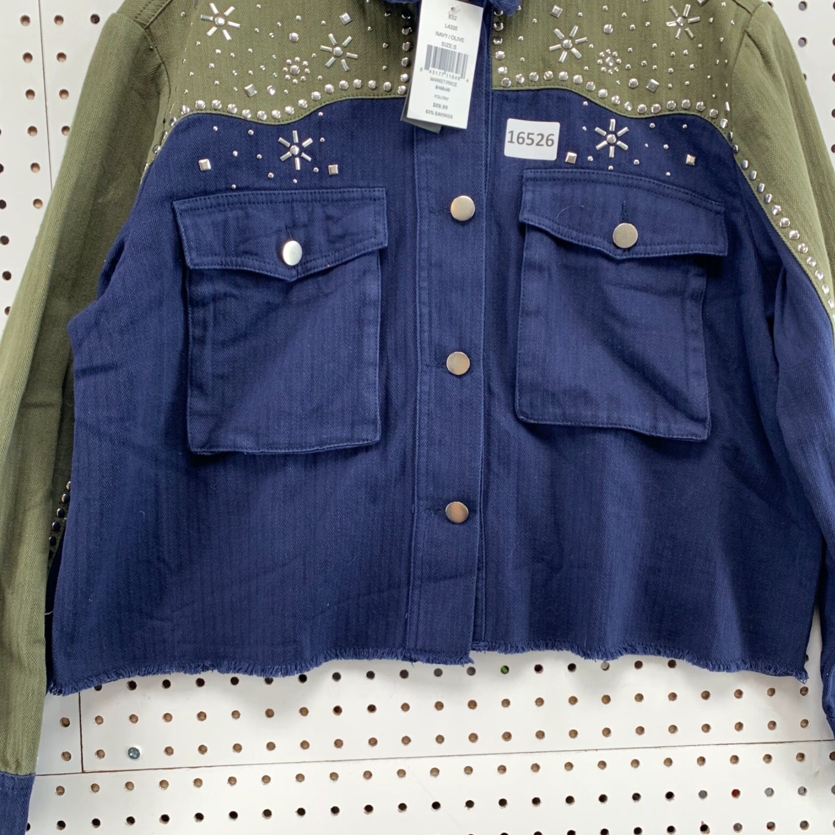 Vintage VINTAGE Lea & Viola Denim Biker Jacket Women’s Small Blue Olive Green Studded Regular S Size S / US 4 / IT 40 - 7 Thumbnail