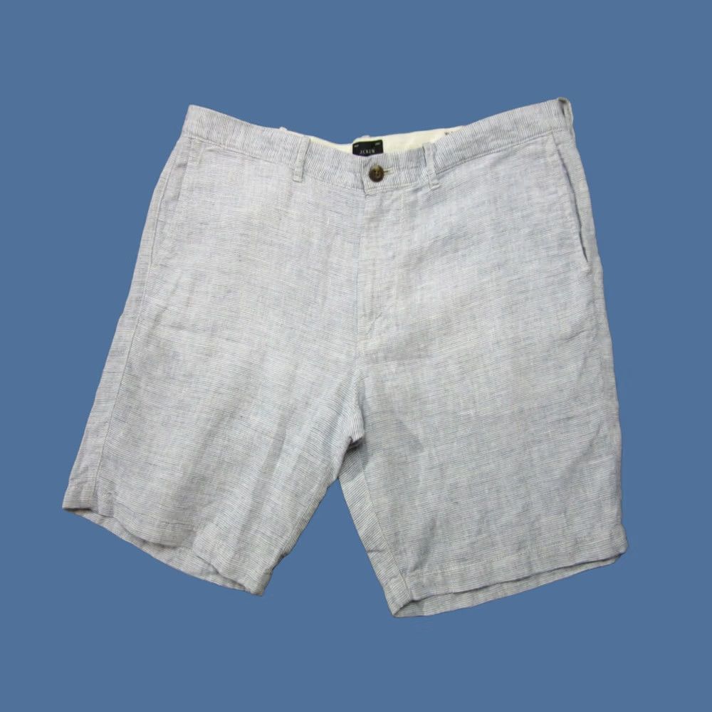 J.Crew J.Crew Shorts Mens 34 Blue White Striped Linen Summer Casual High Rise Size US 34 / EU 50 - 1 Thumbnail