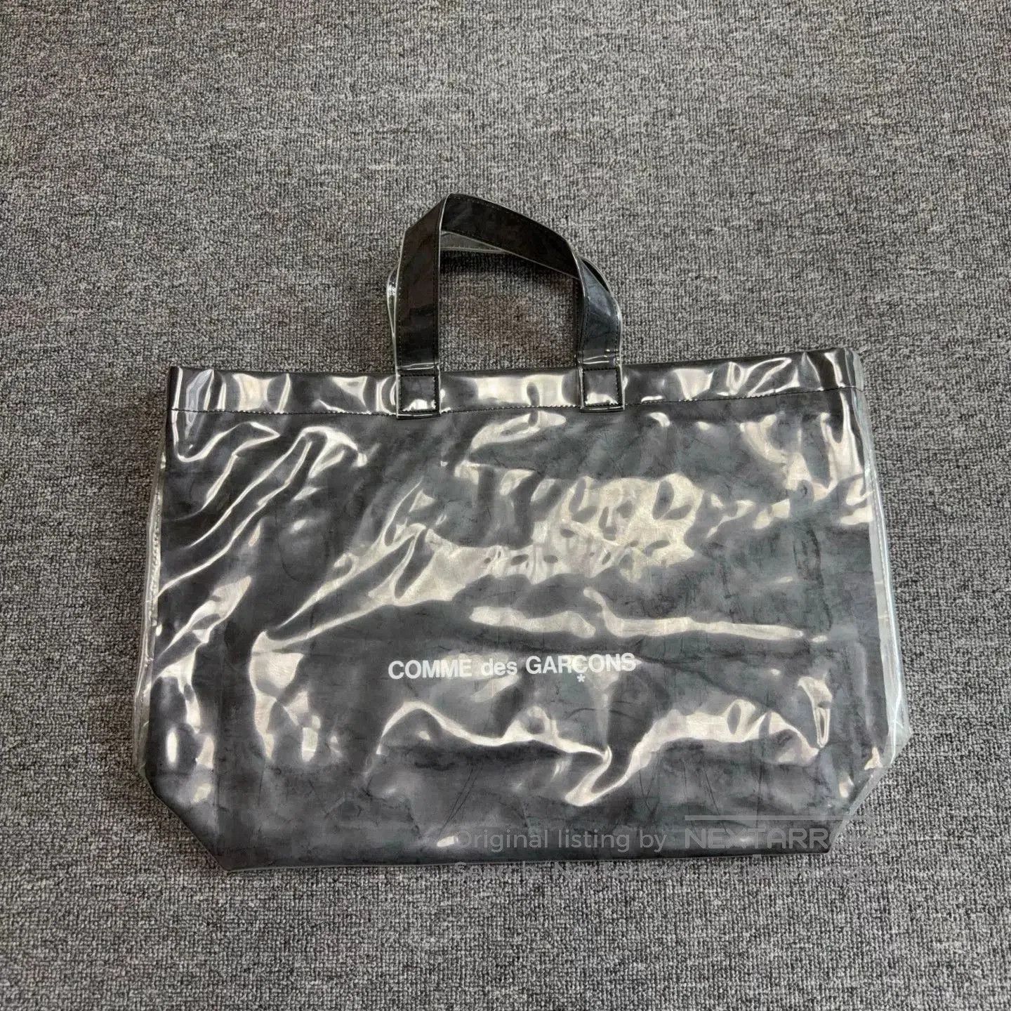 Comme des Garcons CDG Silver Solid Letter Print Large Tote. Size ONE SIZE - 2 Thumbnail