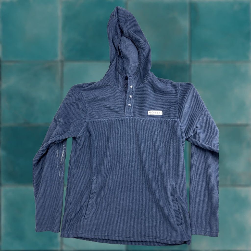 Vintage Columbia Hoodie Mens Medium Blue Snap Henley Fleece Pullover Pockets Logo Size US M / EU 48-50 / 2 - 1 Thumbnail