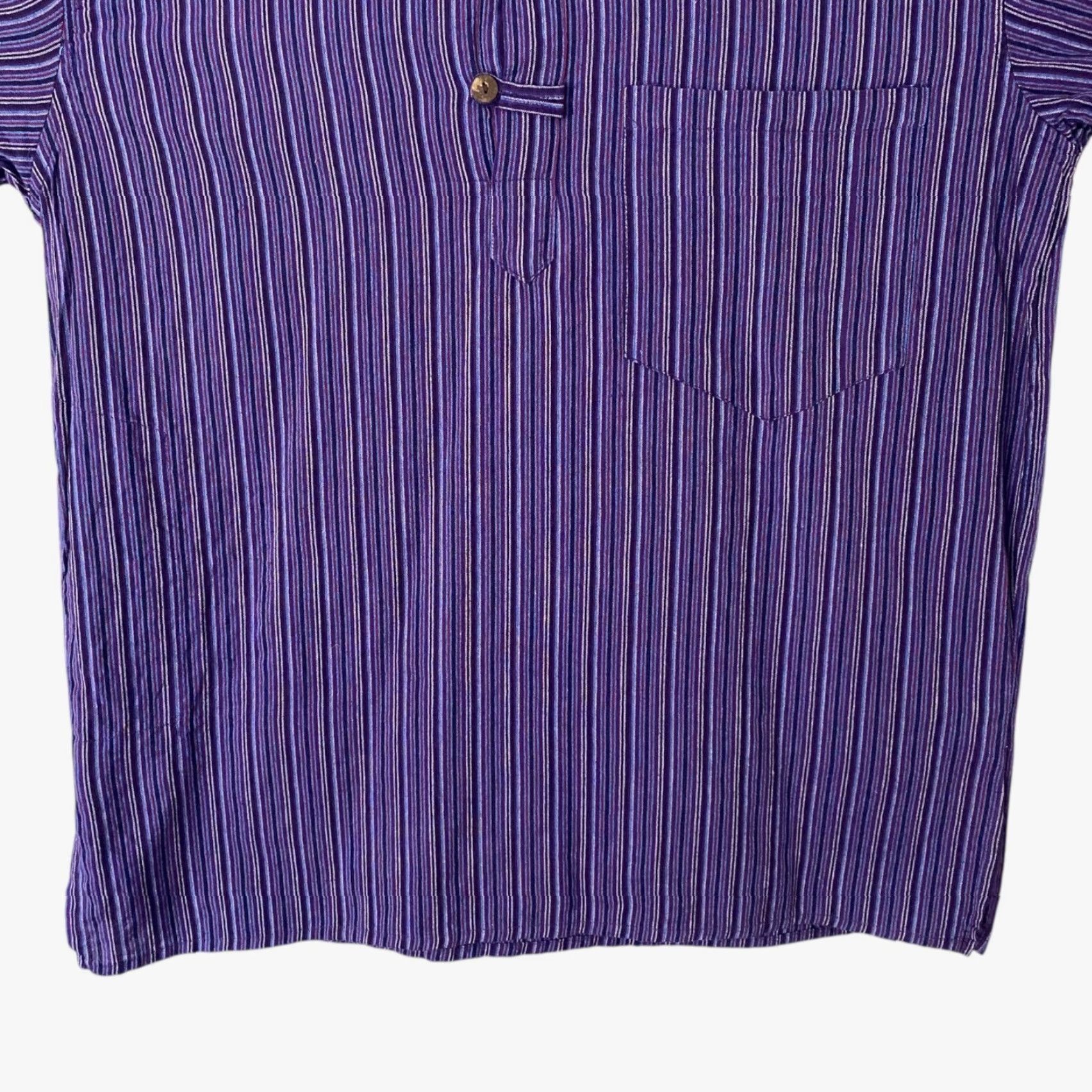 Etro VINTAGE EzHippie Retro Striped Grandad Collared Shirt Men's XXL Purple Cotton All Seasons Size US XXL / EU 58 / 5 - 6 Thumbnail
