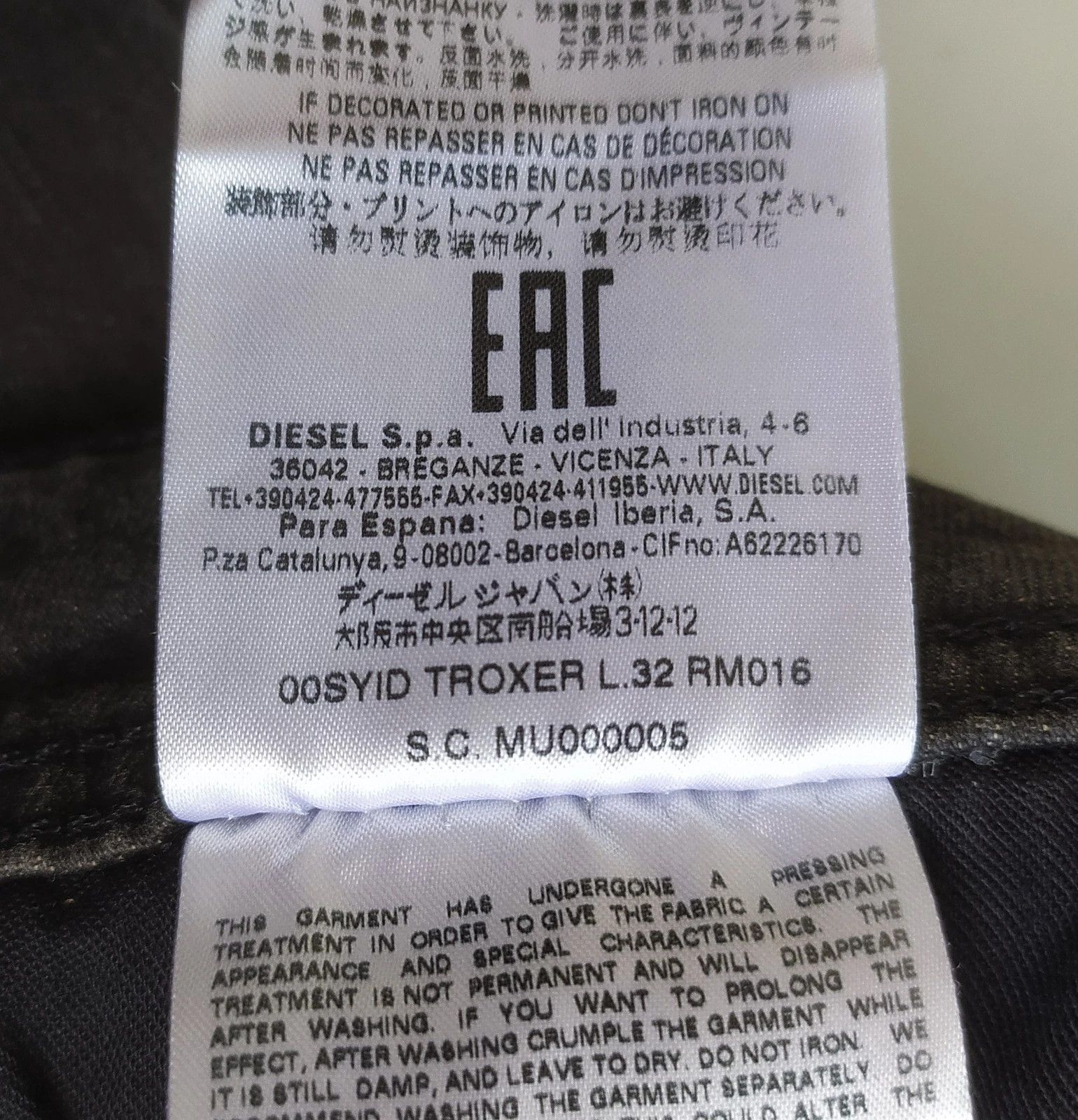 Diesel Diesel TROXER L.32 MENS JEANS SLTP/9996 Size US 34 / EU 50 - 10 Thumbnail