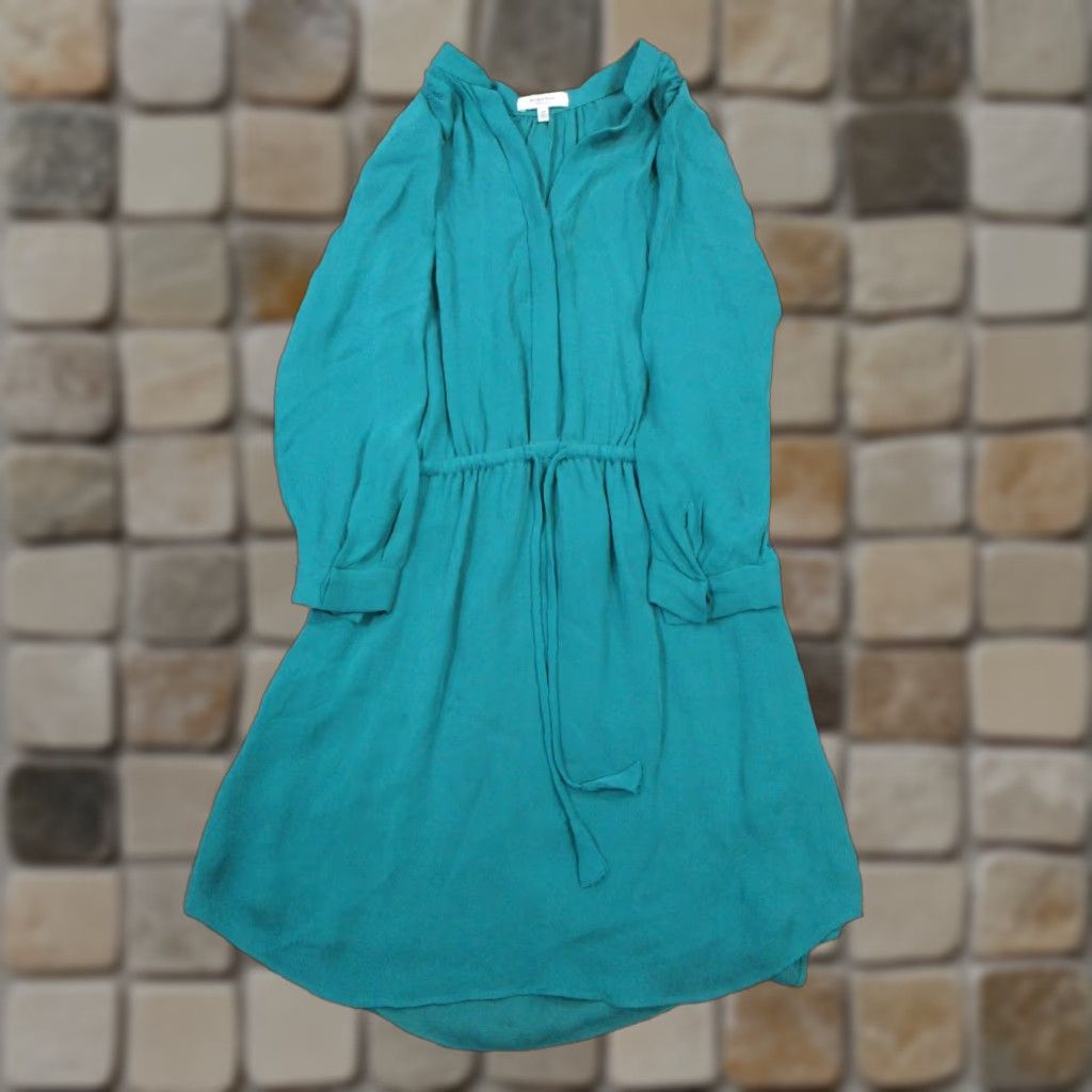 VINTAGE Babaton Green Silk Dress Womens 2XS Knee Length Sheath Business Casual Party