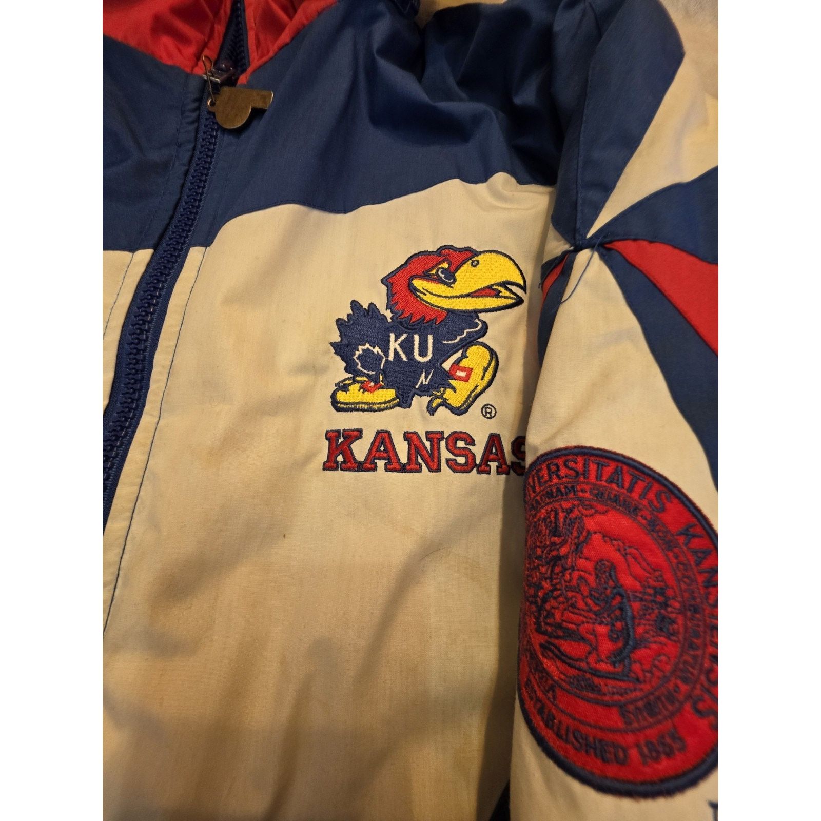 Other Kansas Jayhawks 90s PRO PLAYER puffer jacket XL blue red Size US XL / EU 56 / 4 - 7 Thumbnail