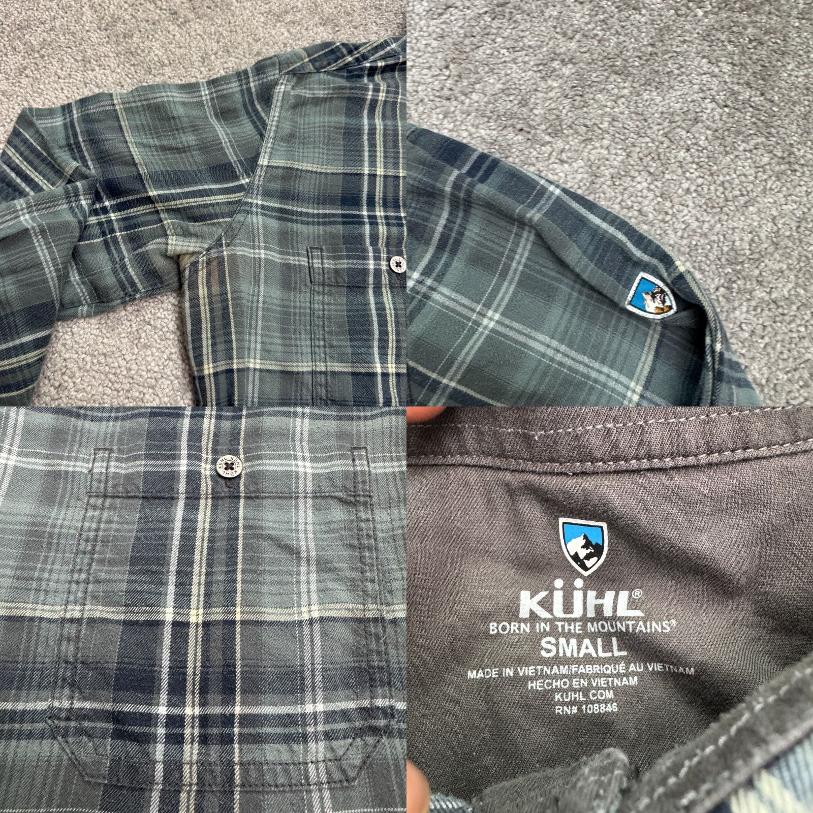 Vintage Kuhl Flannel Button-Up Shirt Mens Small Green Blue Plaid Outdoor Casual Size US S / EU 44-46 / 1 - 8 Thumbnail