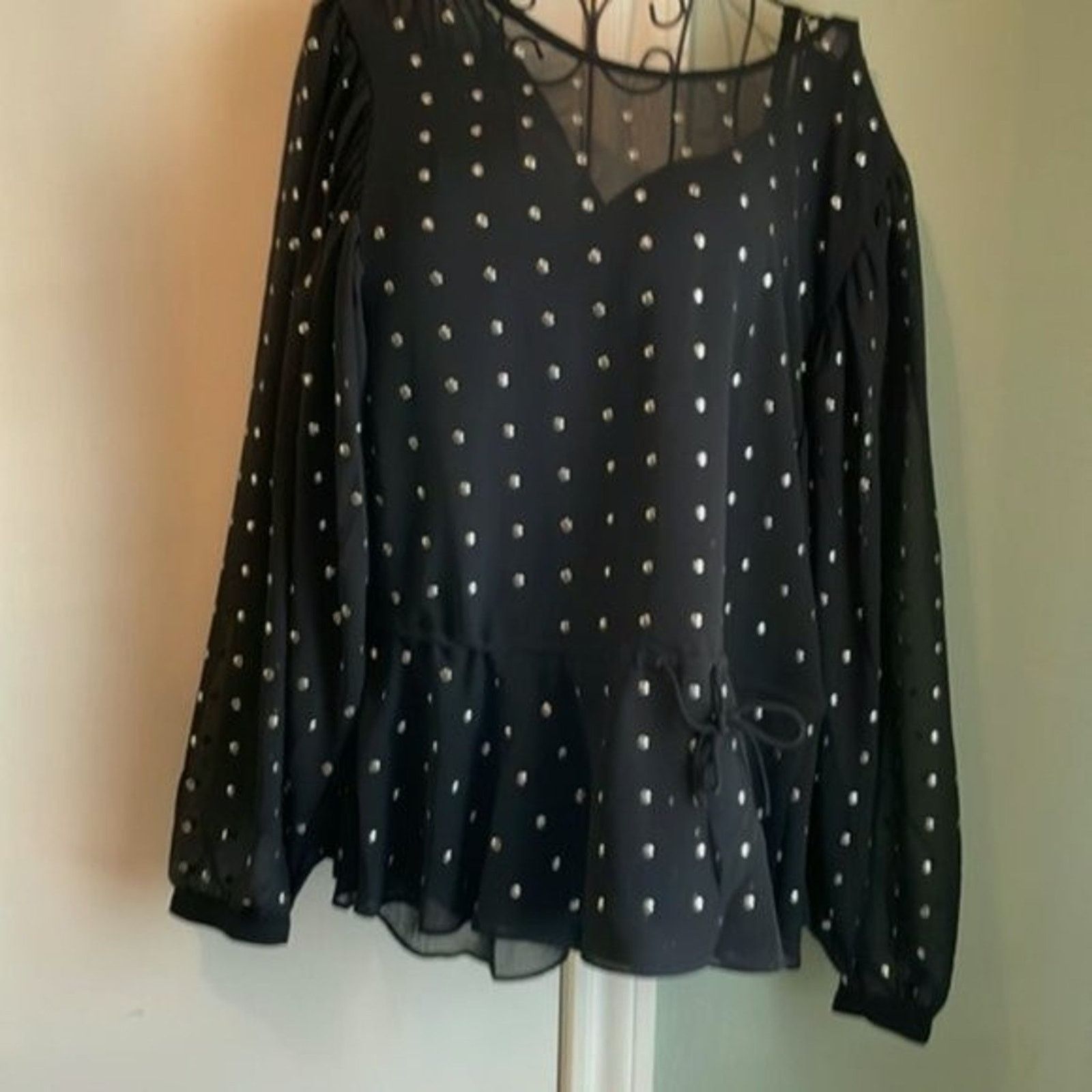Iro IRO Gathered studded georgette blouse black and silver Size XS / US 0-2 / IT 36-38 - 7 Thumbnail