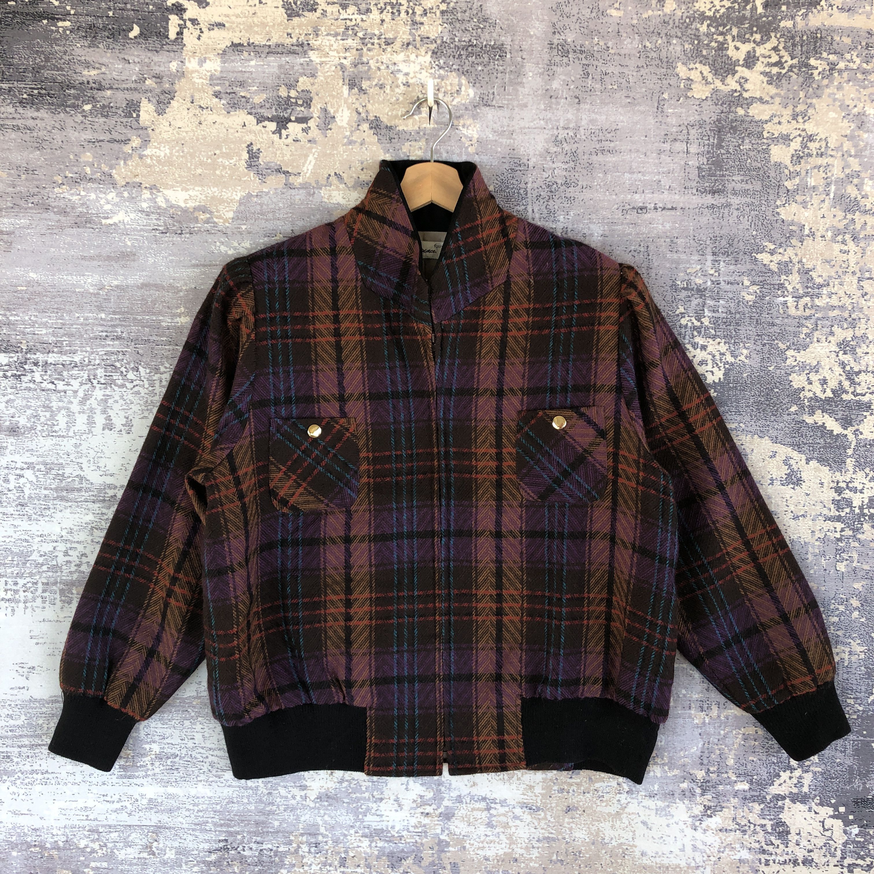 Japanese Brand × Vintage Vintage Elegance Wool Checkered Japanese Down Crop Jackets Size US M / EU 48-50 / 2 - 1 Thumbnail