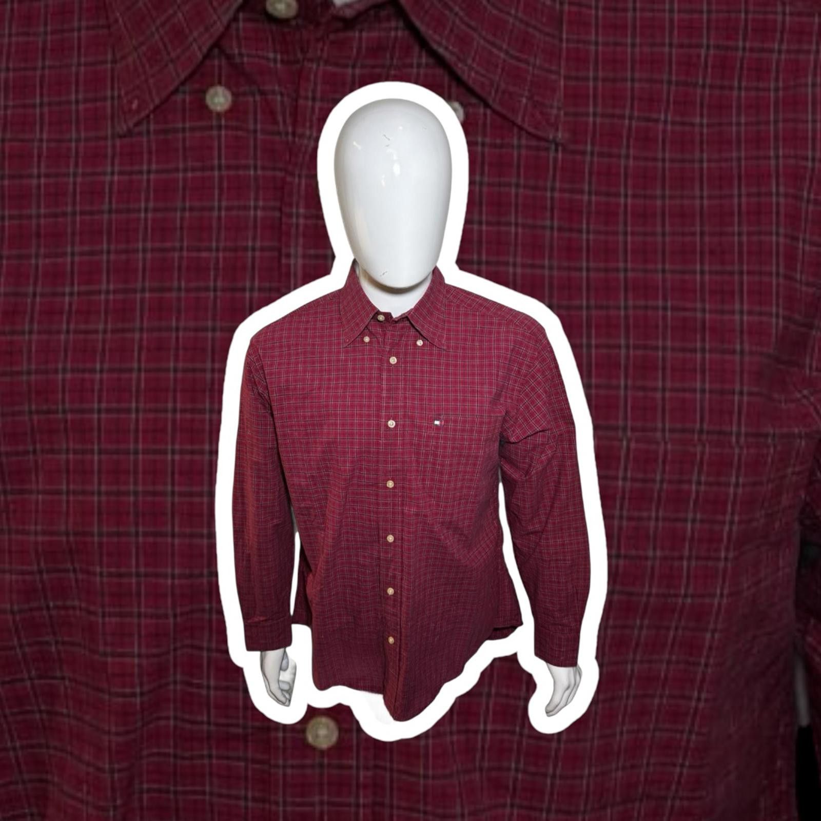 Tommy Hilfiger Tommy Hilfiger Men's Checkered Shirt - Burgundy Size US M / EU 48-50 / 2 - 1 Thumbnail