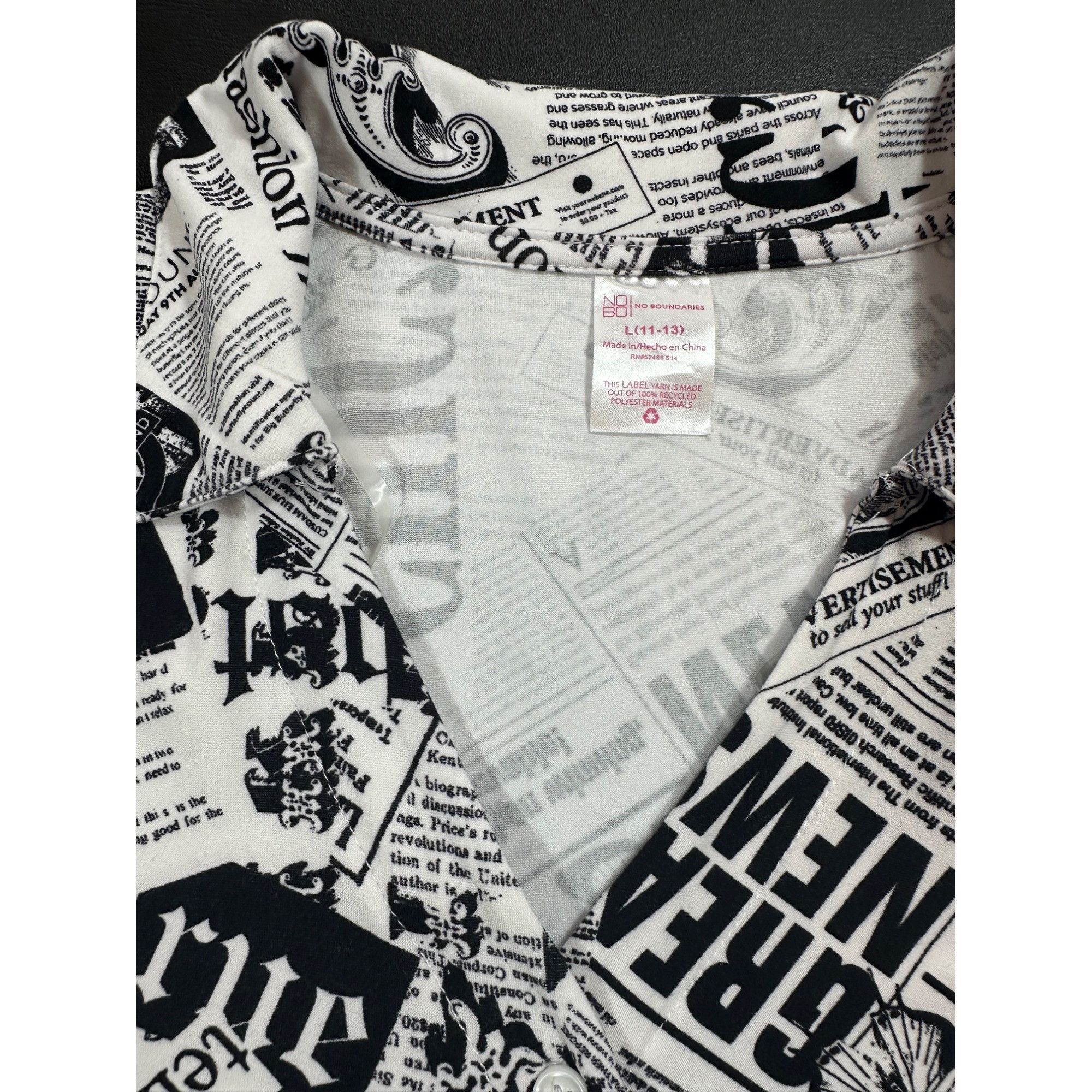 Other No Boundaries Newspaper Print Blouse Collar T Button Up Size Size L / US 10 / IT 46 - 3 Thumbnail
