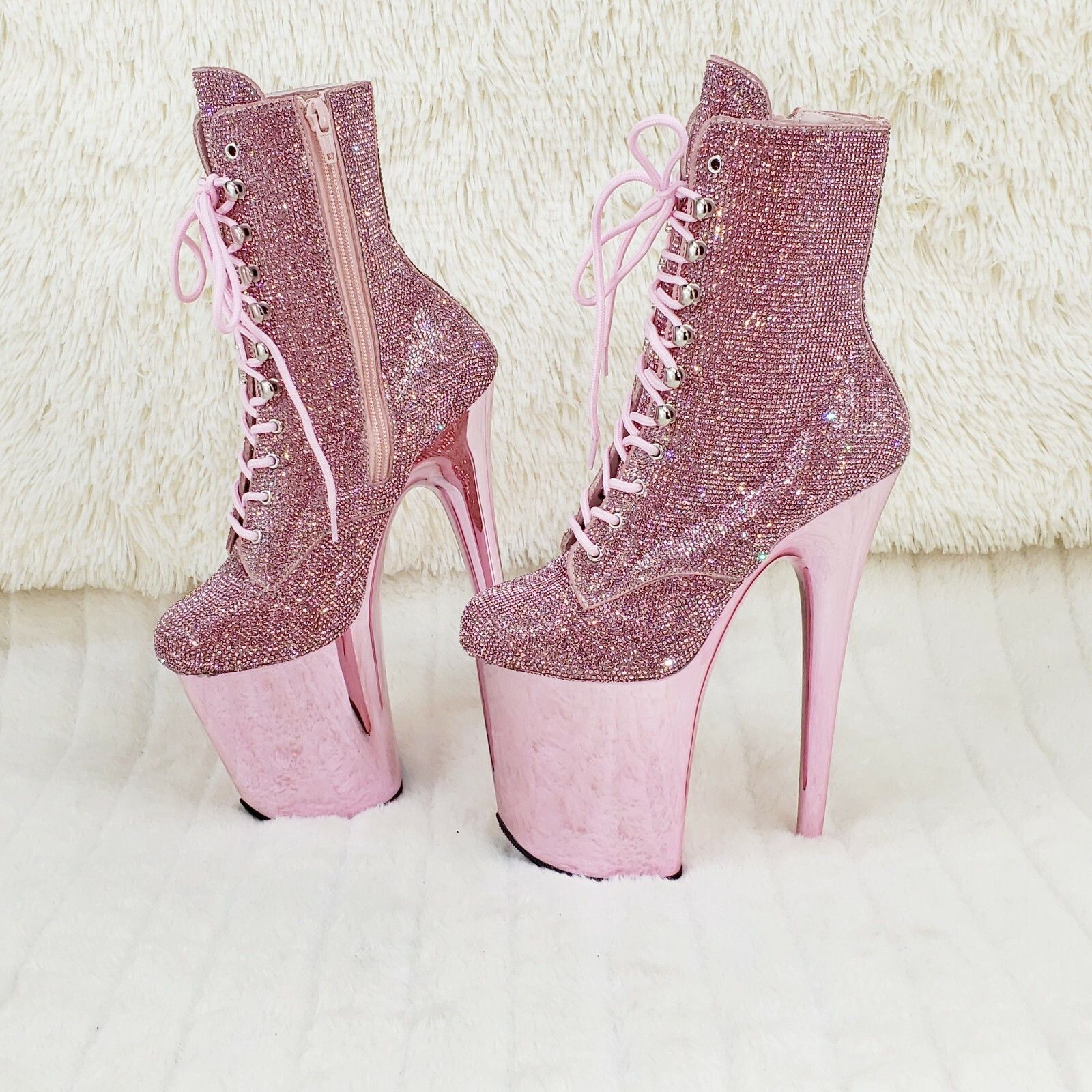 Other Flamingo CHRS Bejeweled Rhinestone 8" Heel Platform Ankle Bo Size US 11 / IT 41 - 7 Thumbnail
