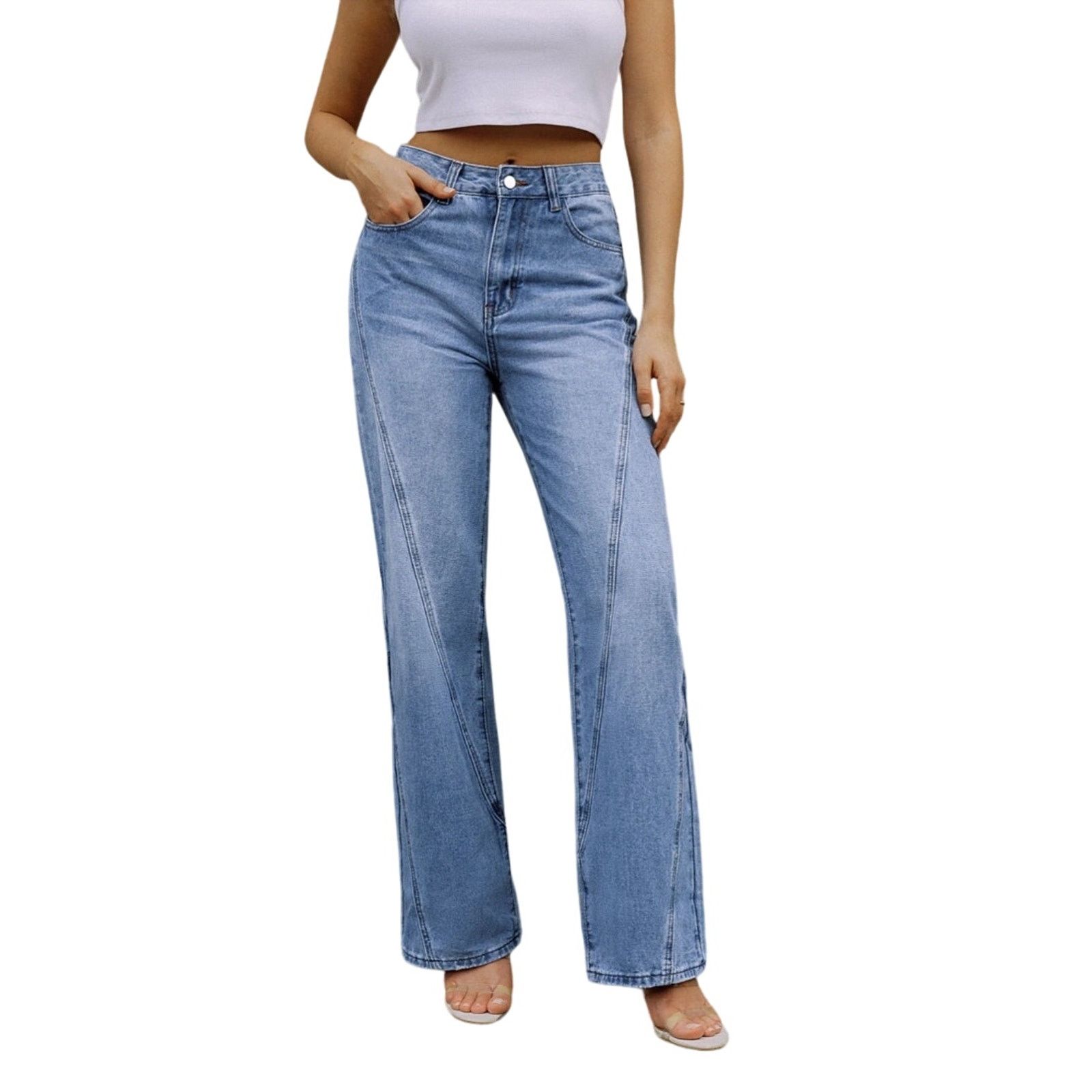 Other Commense Large Light Blue Vintage Denim Straight Leg Pants Size 30" / US 8 / IT 44 - 2 Thumbnail