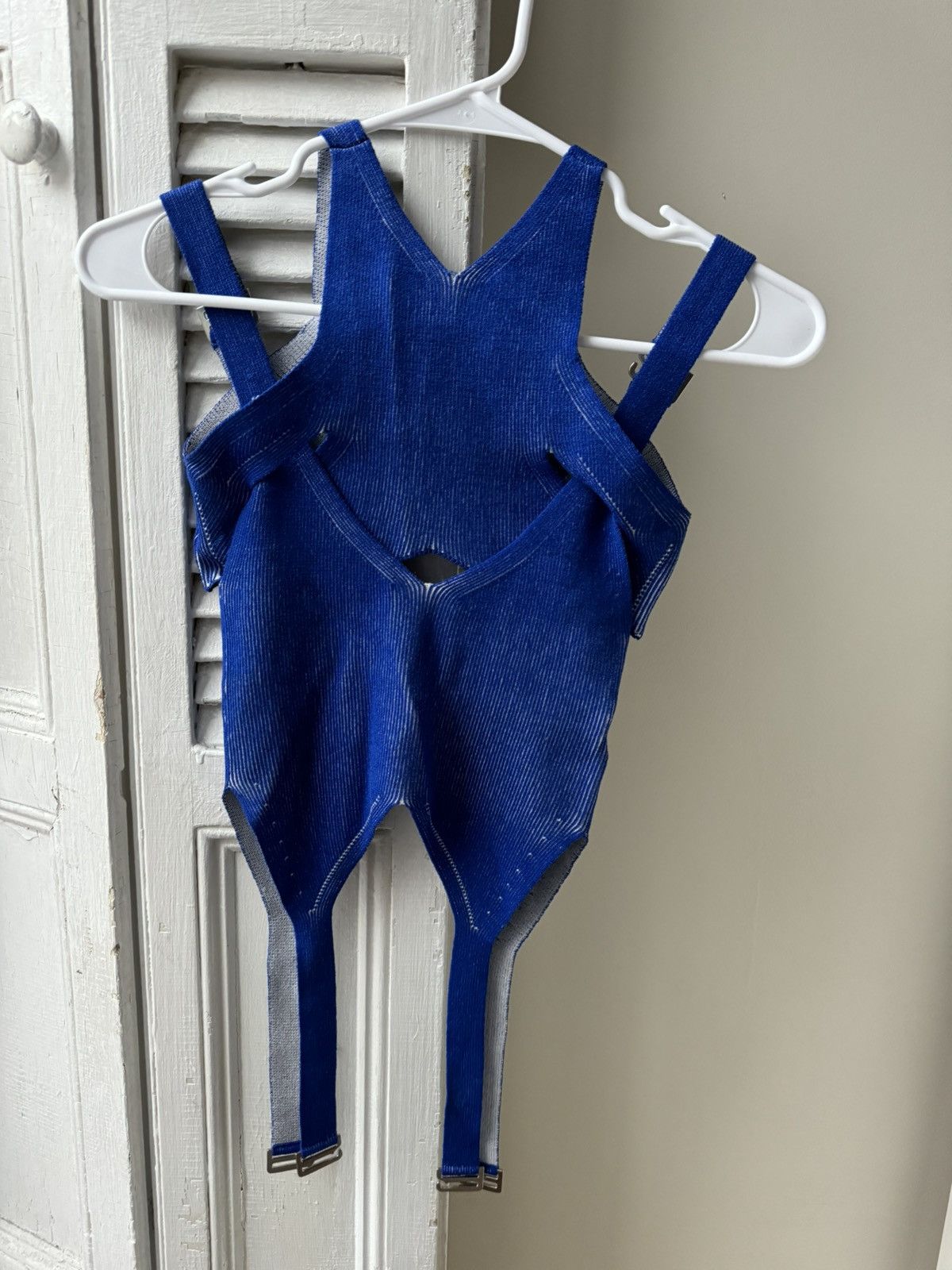 Dion Lee DION LEE Blue ribbed two-piece two-tone harness tank-top Size US XS / EU 42 / 0 - 2 Thumbnail