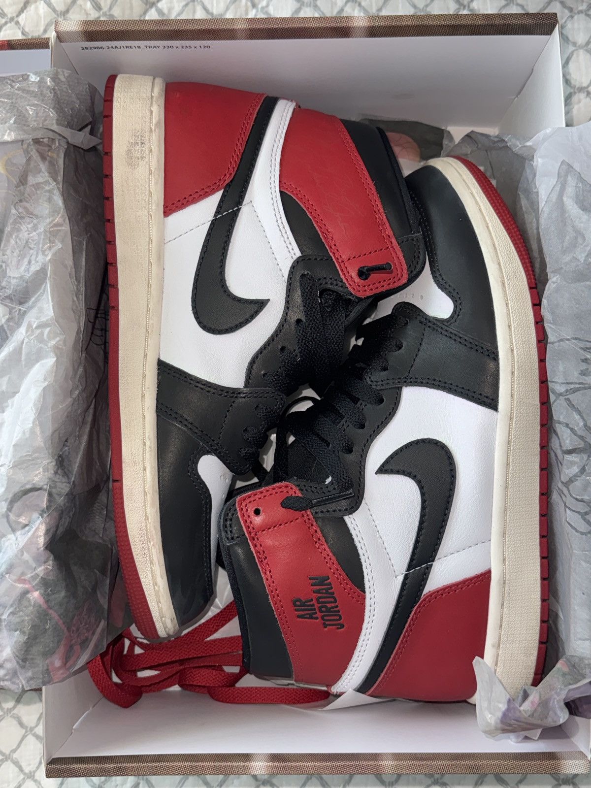 Jordan Brand Air Jordan 1 Retro High OG ‘ Black Toe Reimagined ’ Size US 9 / EU 42 - 1 Thumbnail