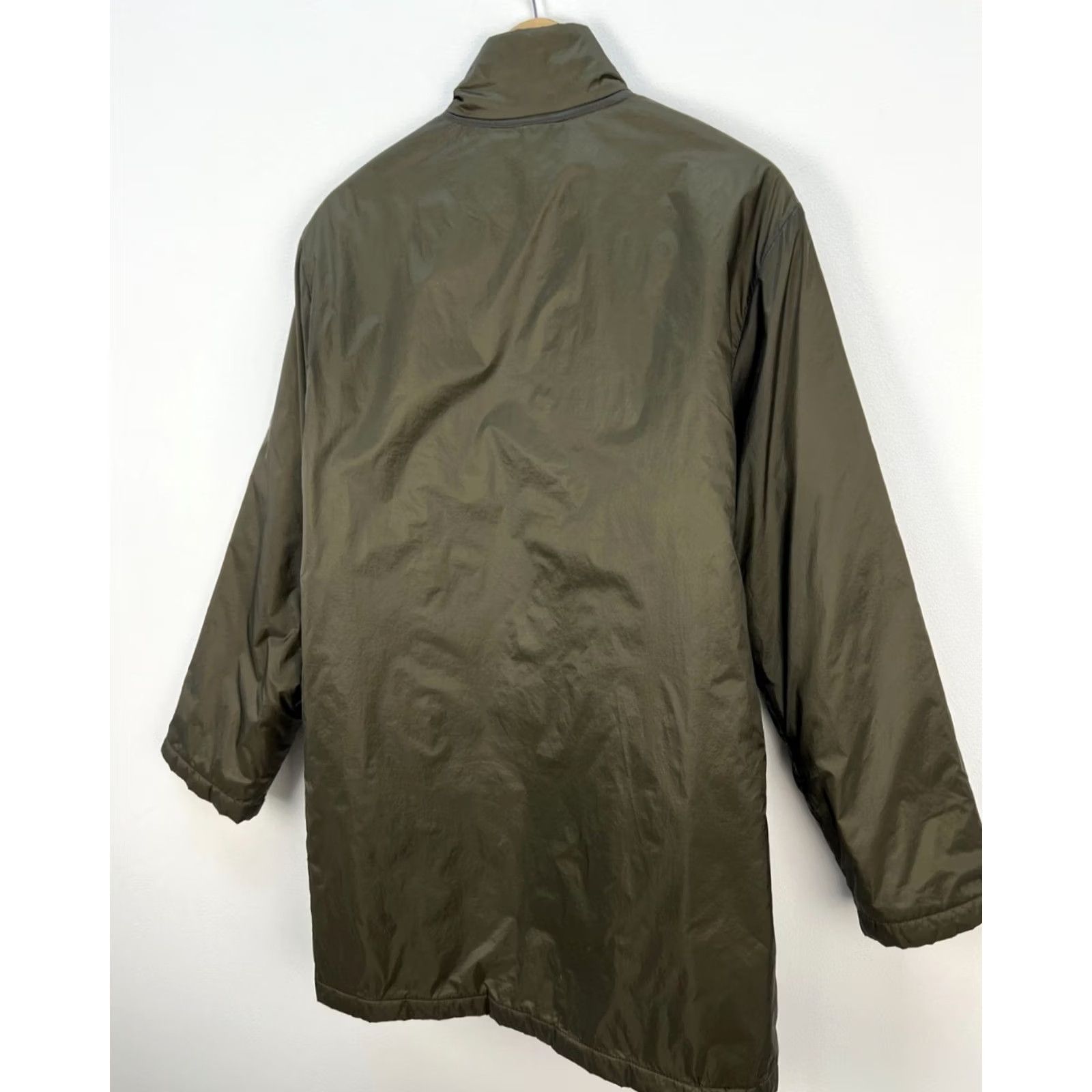 Vintage VINTAGE Armani Jeans Jacket Men S Nylon Lightweight & Warm Dark olive green Logo Archive Piece EU 48 / US S Size US 29 - 3 Thumbnail