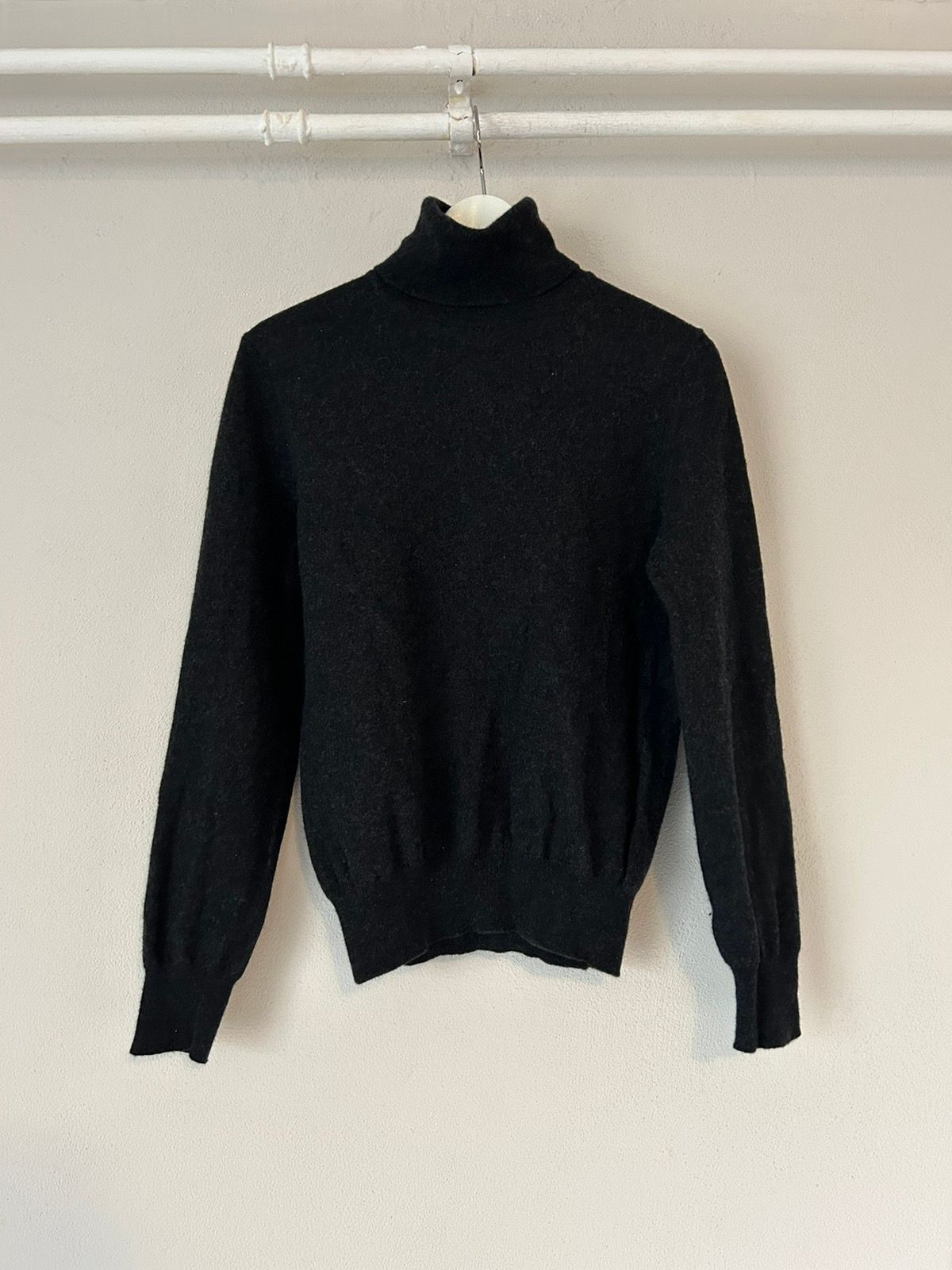 Pre-owned Maison Margiela Wool Turtleneck Sweater With Suede Elbow Pads In Dark Gray