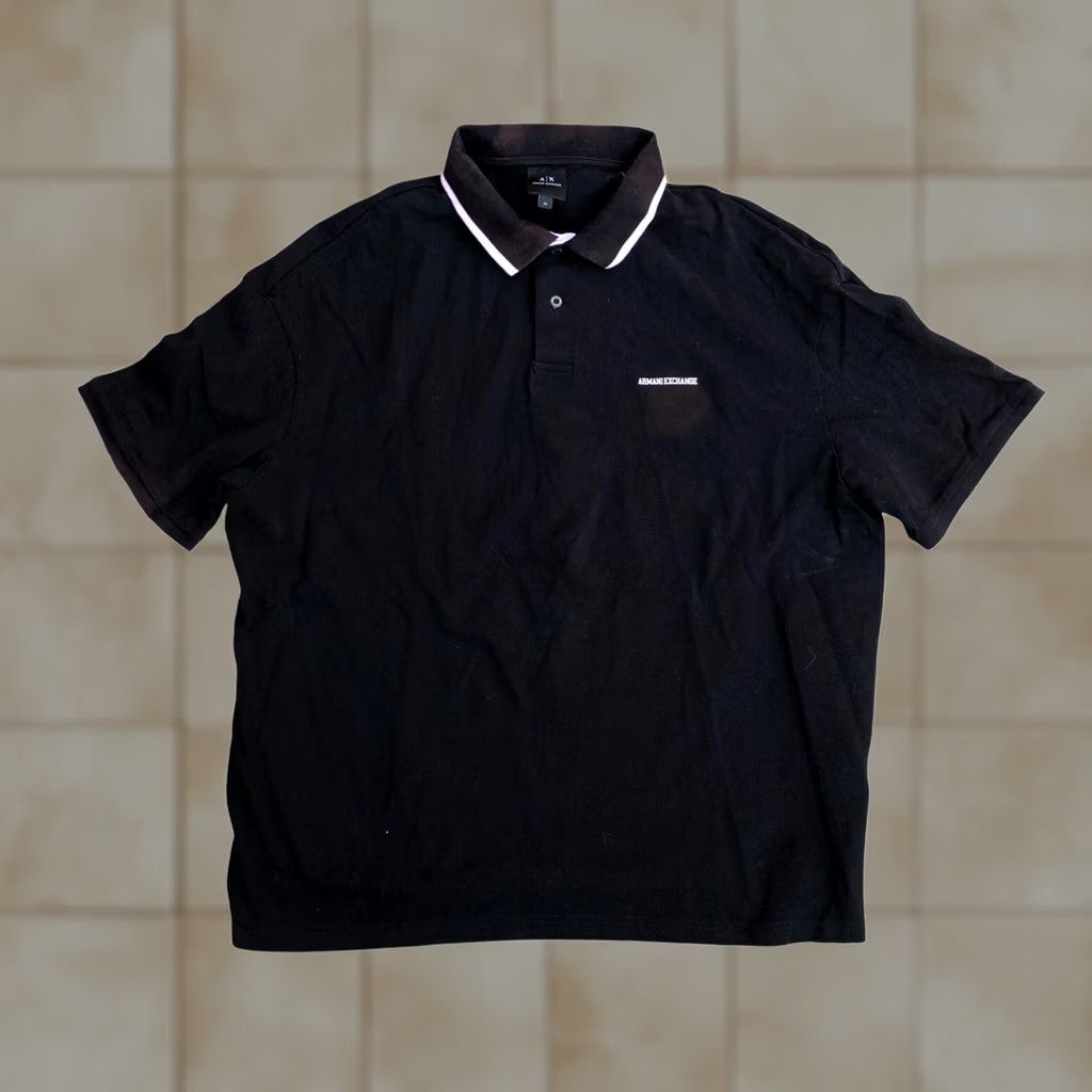 Armani Exchange ARMANI EXCHANGE AX Polo Shirt XL Men's Black Embroidered Logo Short Sleeve Polo Size US XL / EU 56 / 4 - 1 Thumbnail
