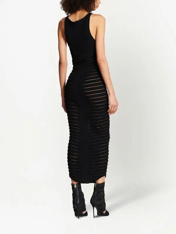 Balmain o1y0525 Midi Dress in Black Size M / US 6-8 / IT 42-44 - 5 Thumbnail