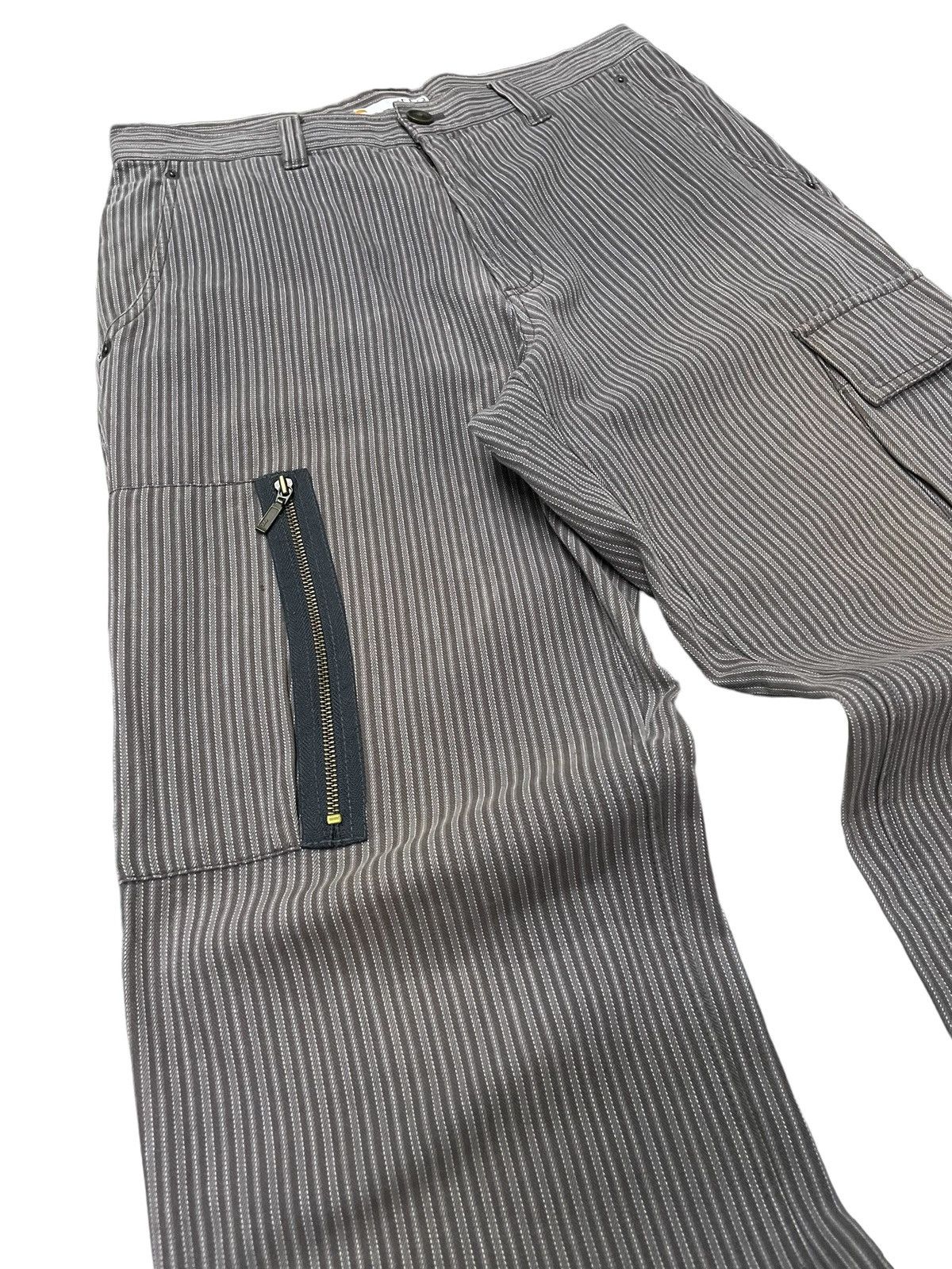 Japanese Brand Icca Japan Herringbone Striped MultiPocket Loose Cargo Pants Size US 31 - 11 Thumbnail