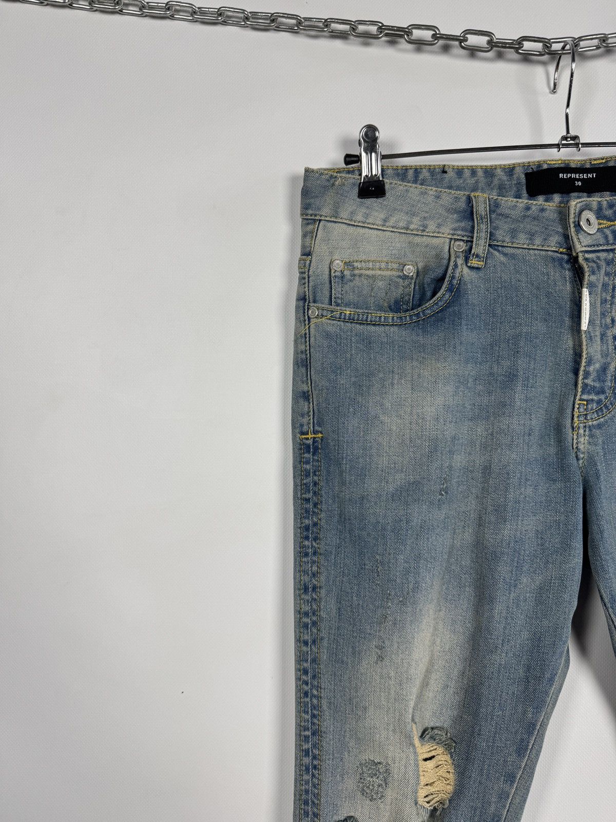 Represent Clo. Represent Destroyer Indigo Skinny Jeans Distressed Denim 30 Size US 30 / EU 46 - 3 Thumbnail