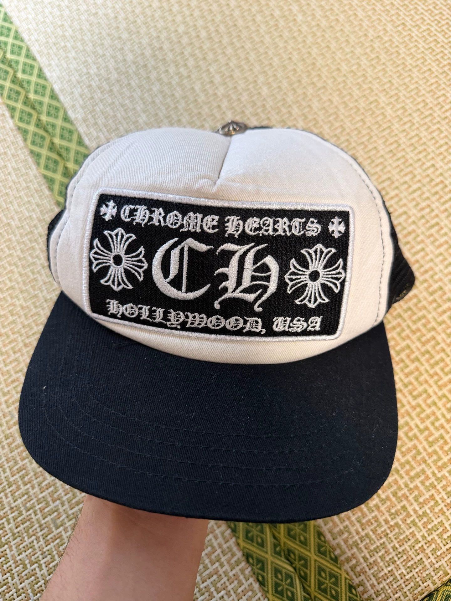 Chrome Hearts Chrome Hearts Black and White Mesh Trucker Helmet Size ONE SIZE - 1 Thumbnail